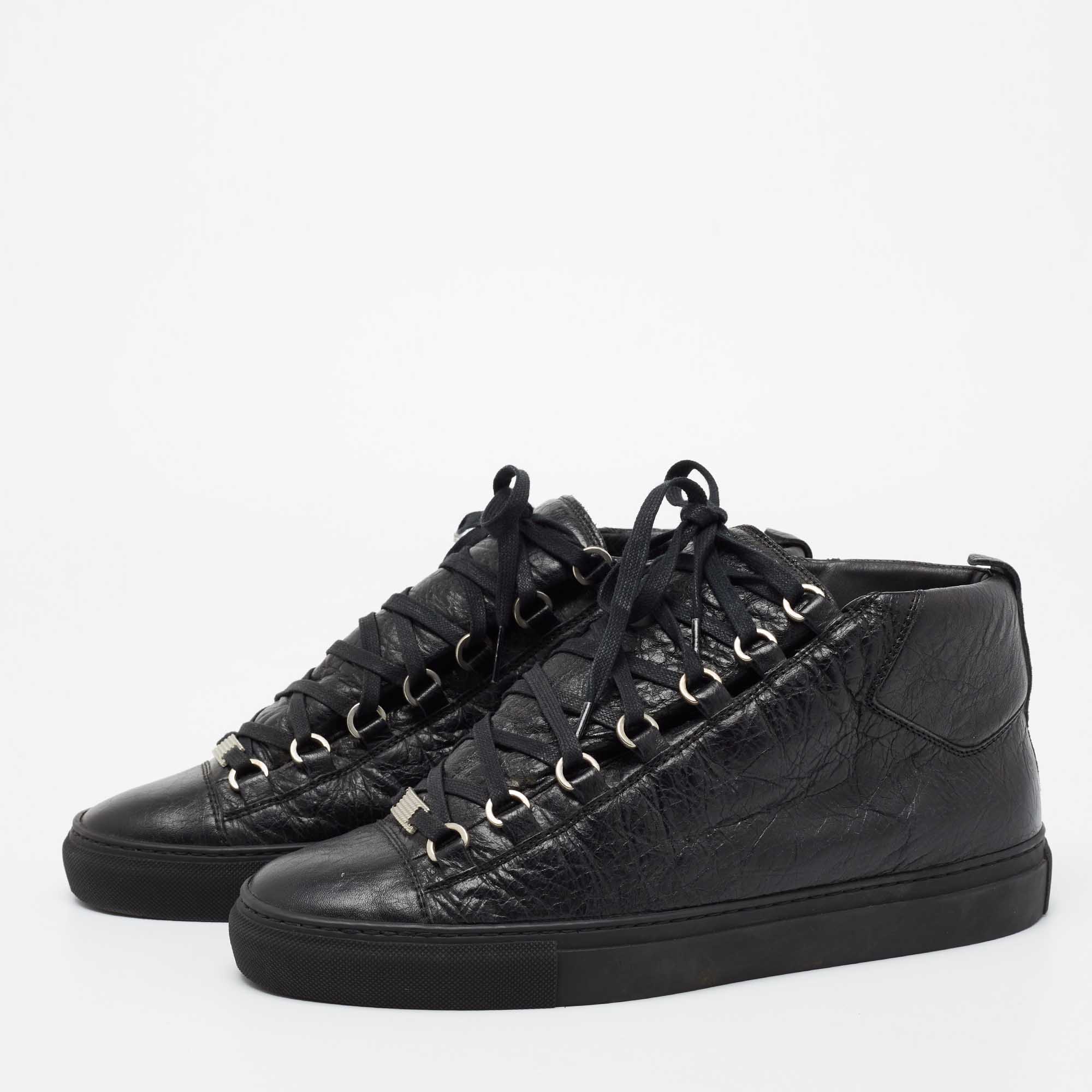 

Balenciaga Black Leather Arena High-Top Sneakers Size