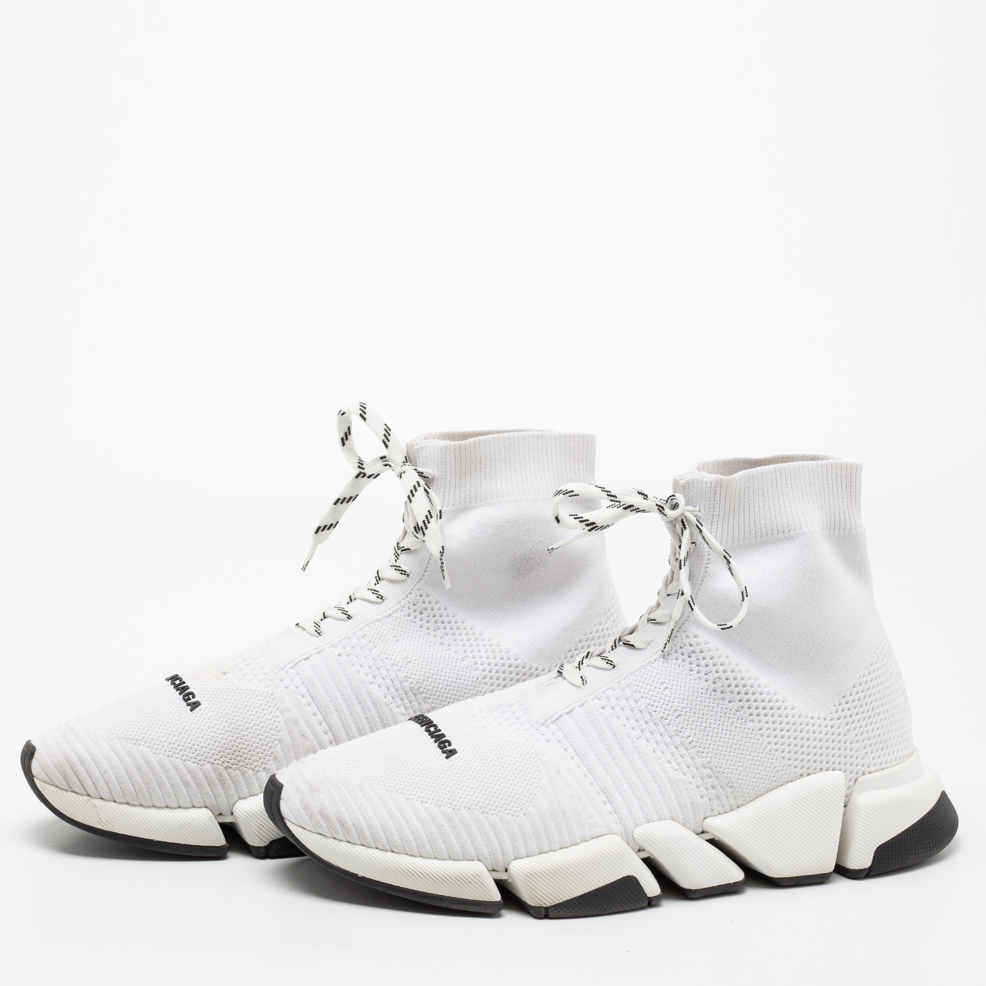

Balenciaga White Knit Fabric Speed Sneakers Size