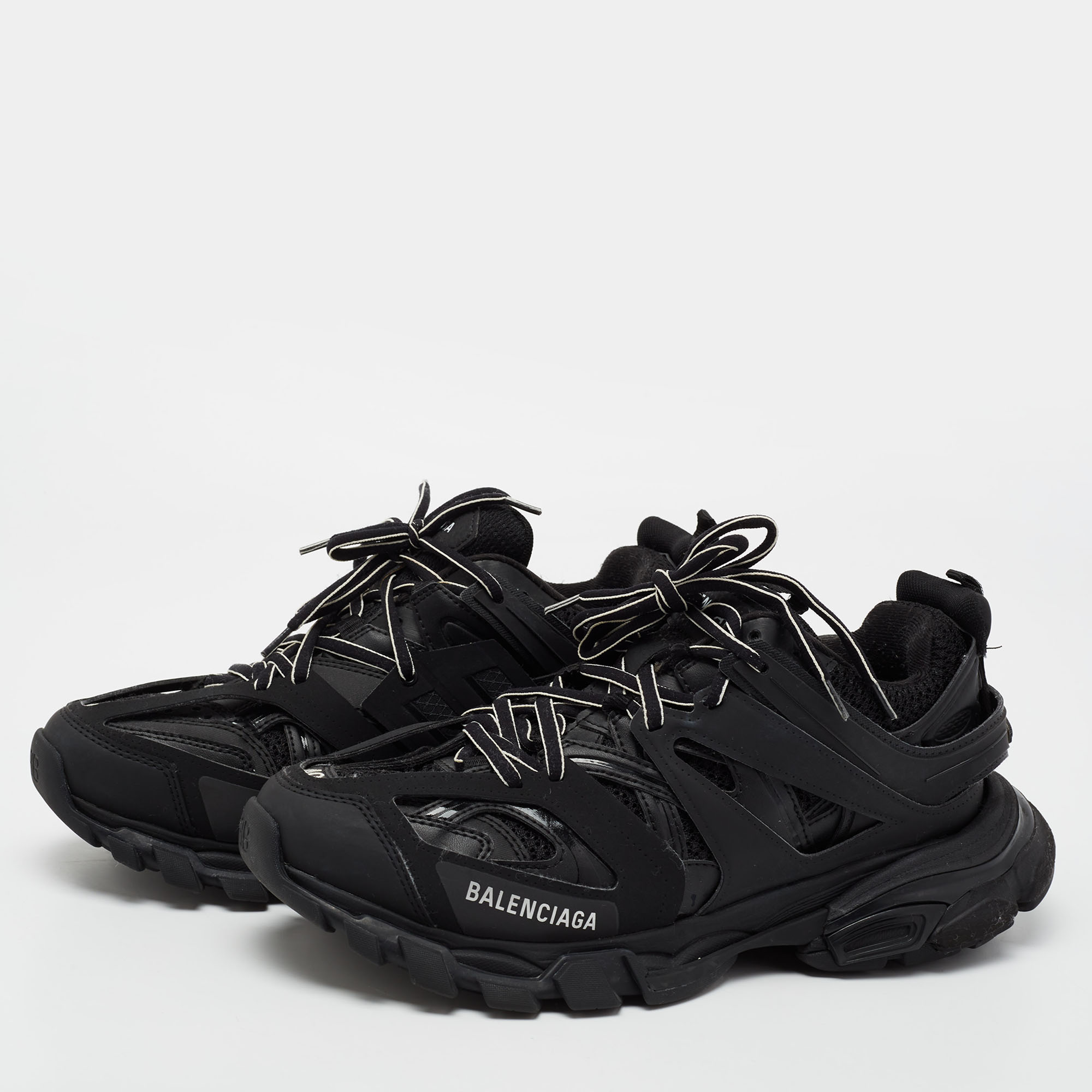 

Balenciaga Black Leather And Mesh Track Sneakers Size