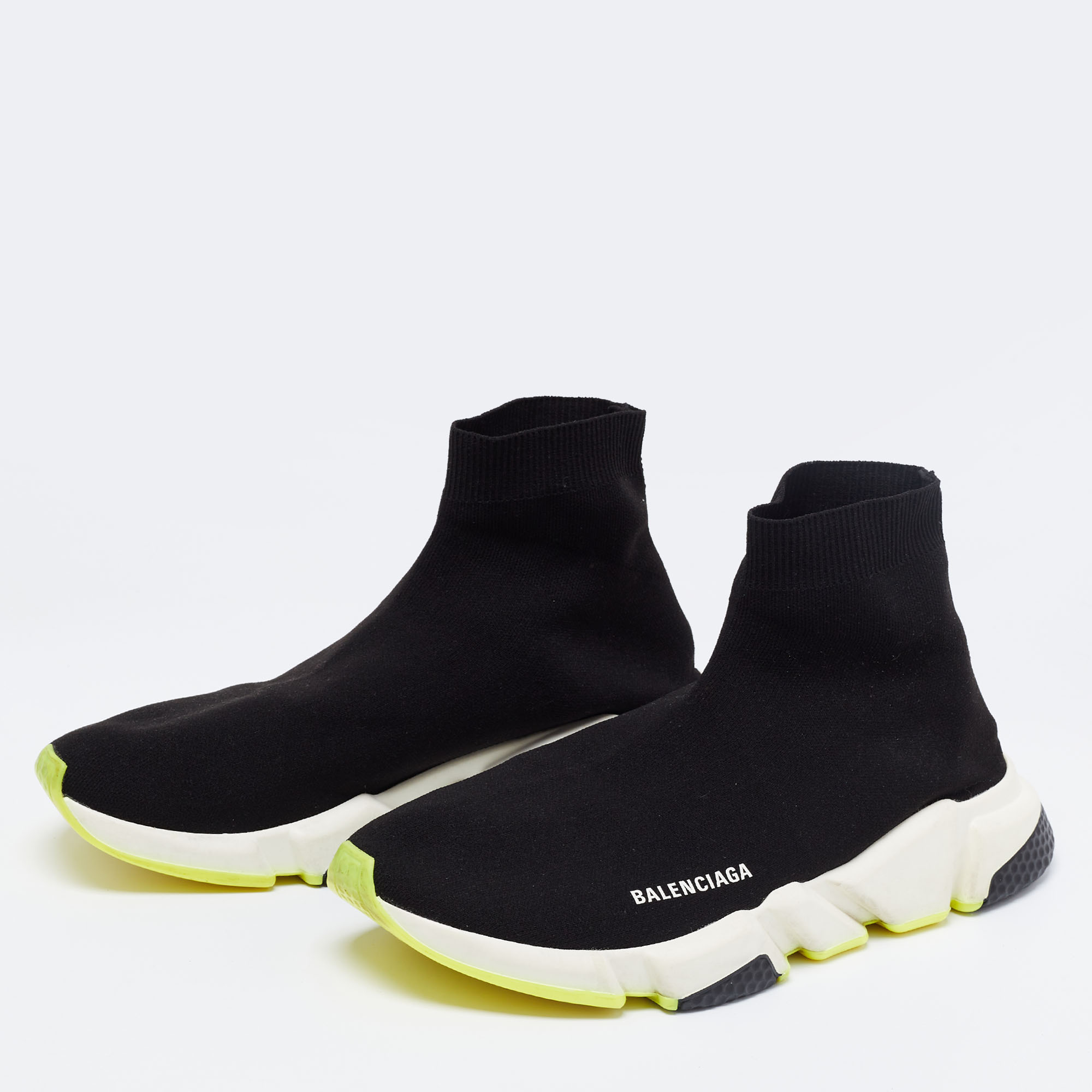 

Balenciaga Black Knit Fabric Speed 2.0 High Top Sneakers Size