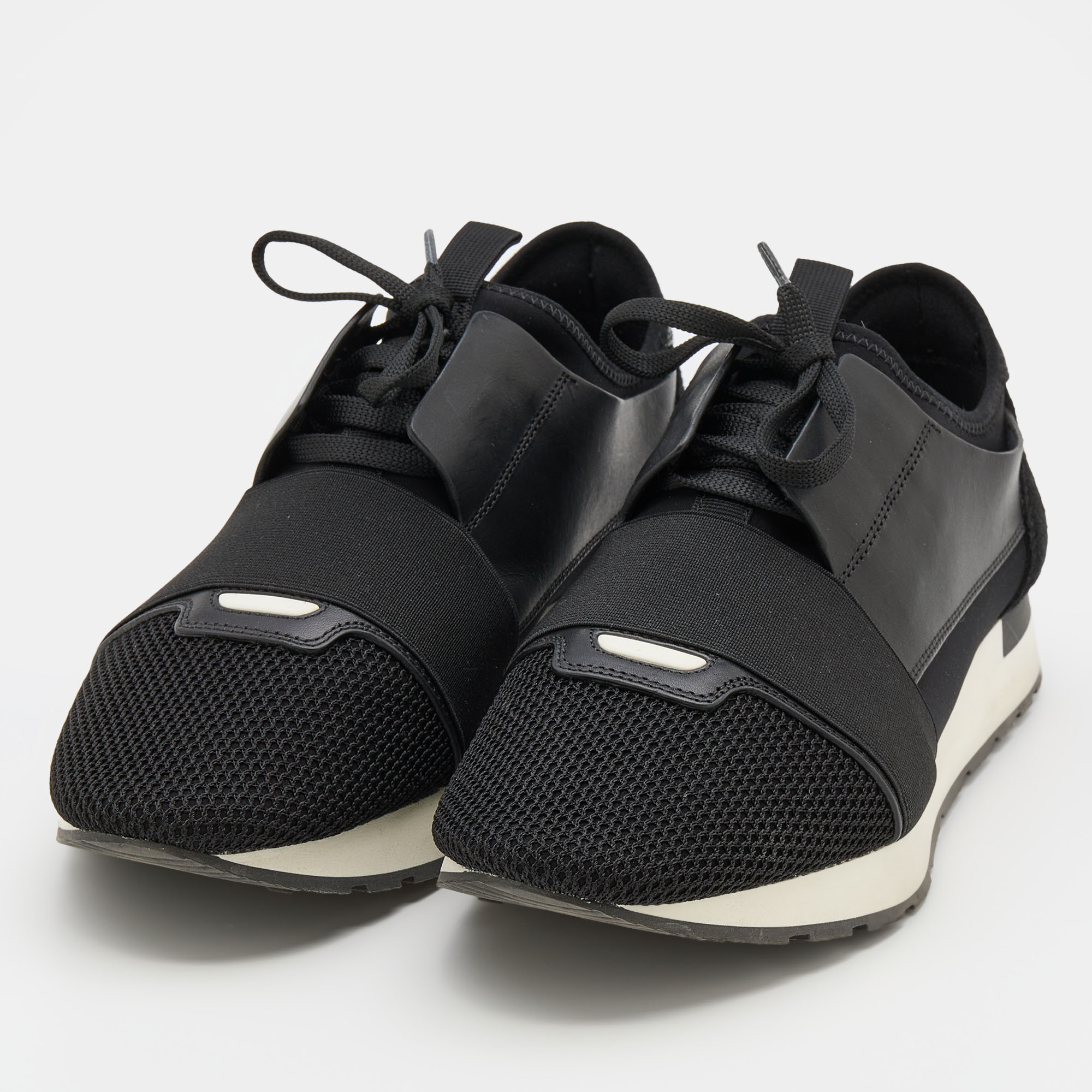 

Balenciaga Black Mesh and Leather Race Runner Sneakers Size