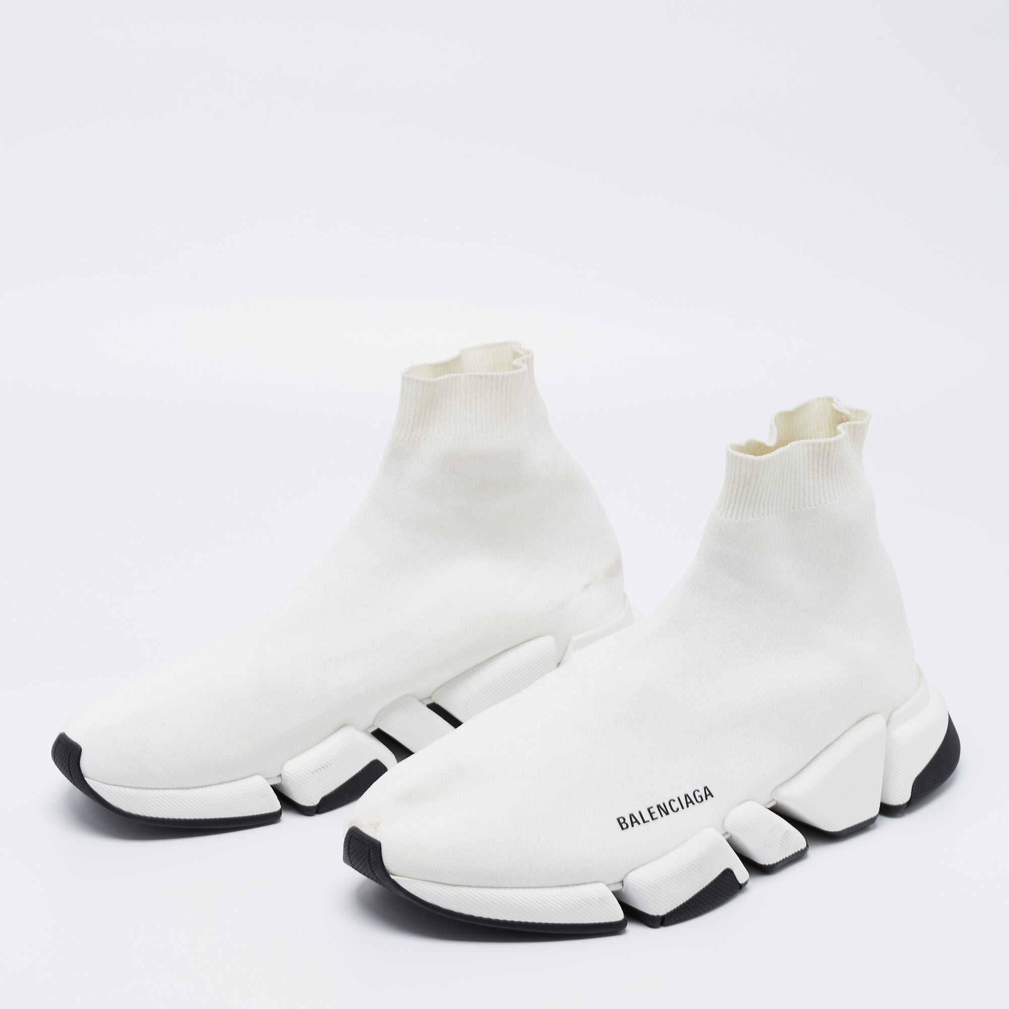 

Balenciaga White Knit Fabric Speed Trainer Sneakers Size