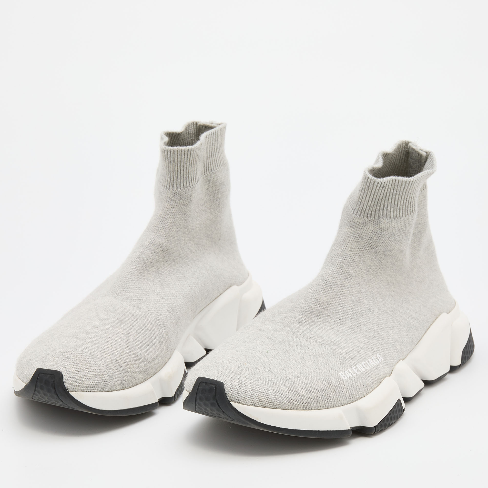 

Balenciaga Grey Knit Fabric Speed 2.0 Slip On Sneakers Size