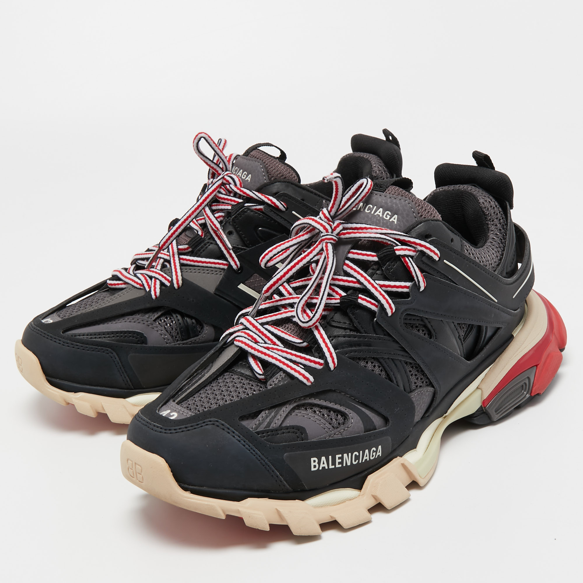 

Balenciaga Black Leather and Fabric Track Sneakers Size