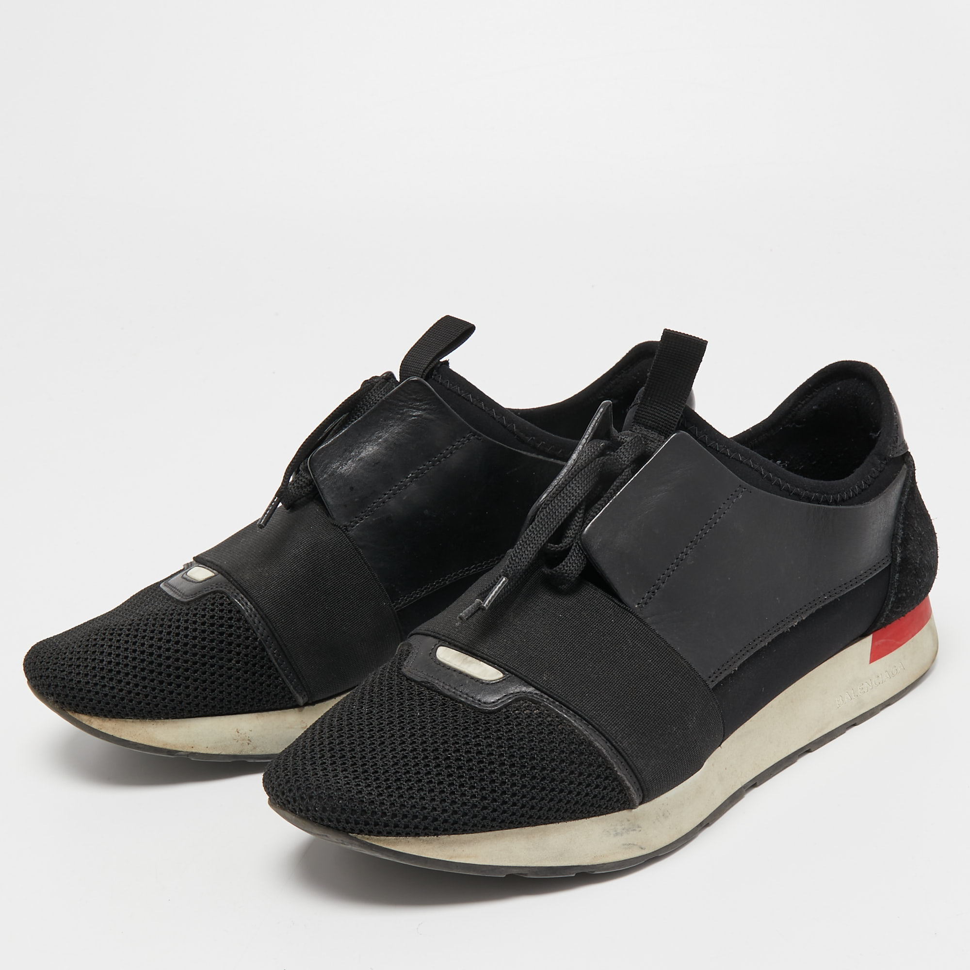 

Balenciaga Black Mesh and Leather Race Runner Sneakers Size