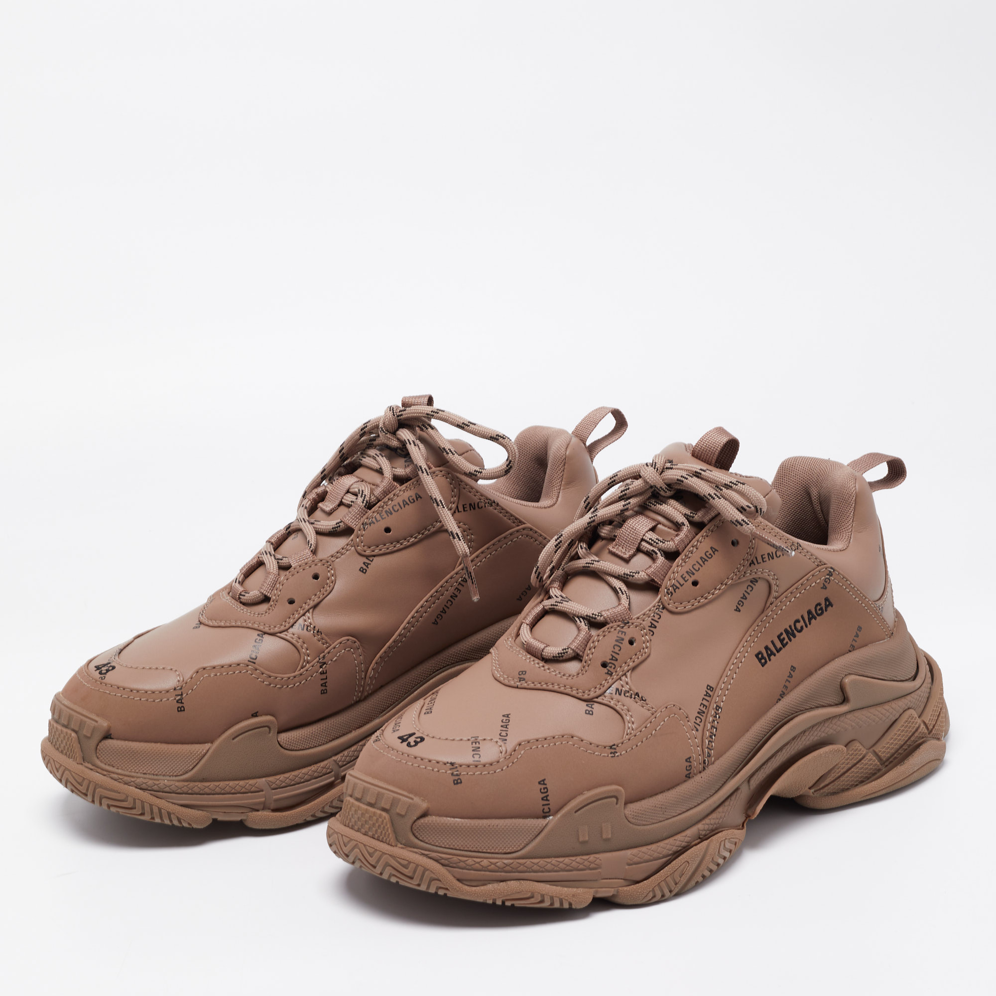 

Balenciaga Brown Leather Triple S Sneakers Size