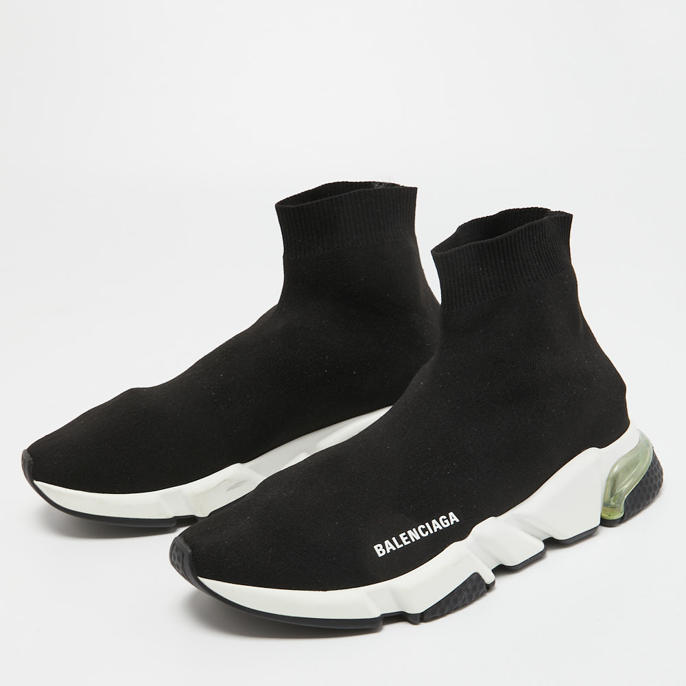 

Balenciaga Black Knit Fabric Speed Trainer High Top Sneakers Size