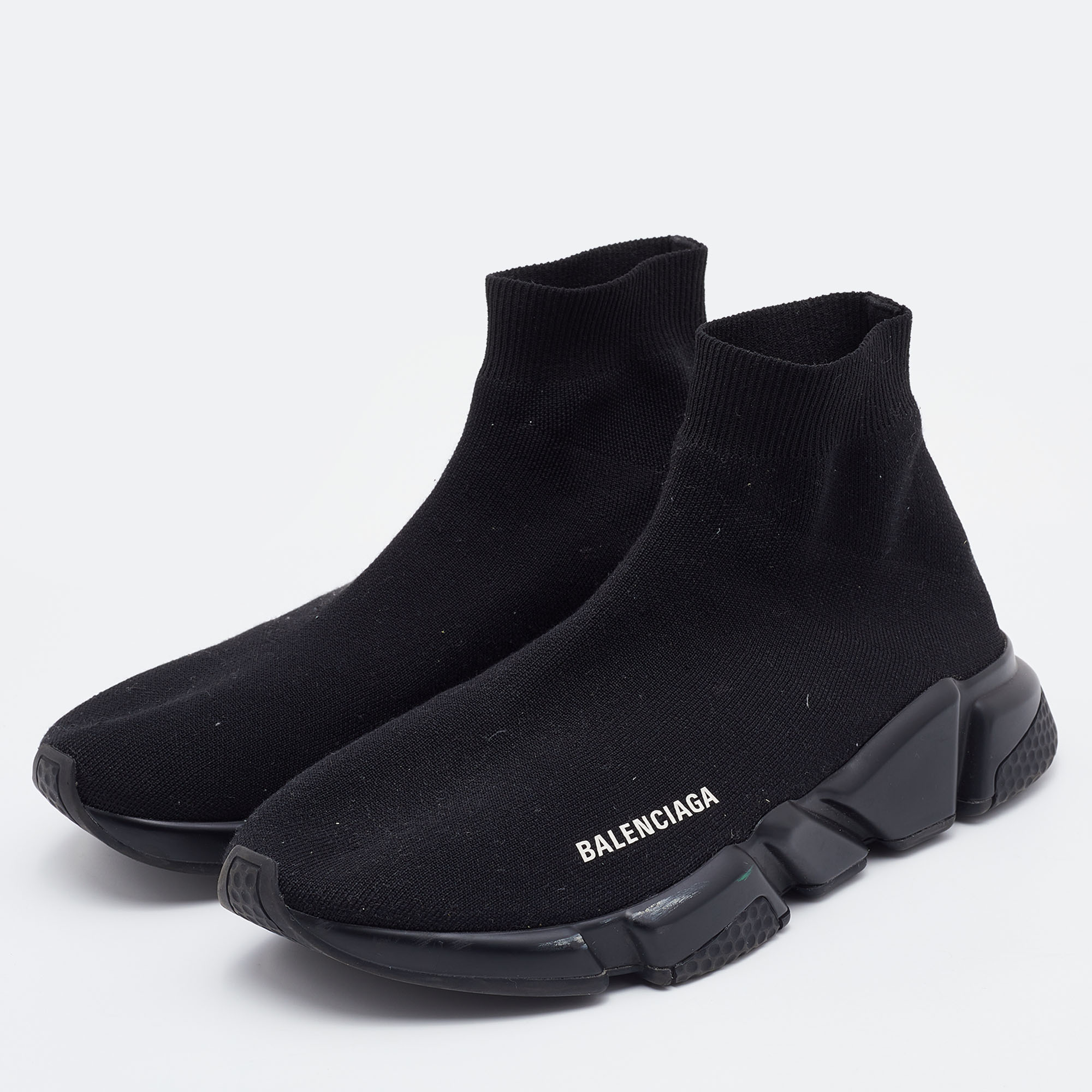 

Balenciaga Black Knit Fabric Speed Trainer Sneakers Size