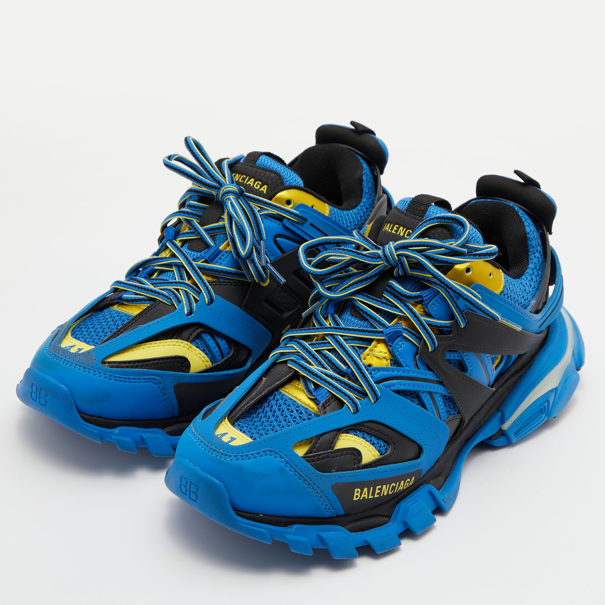 

Balenciaga Multicolor Leather and Mesh Track Sneakers Size