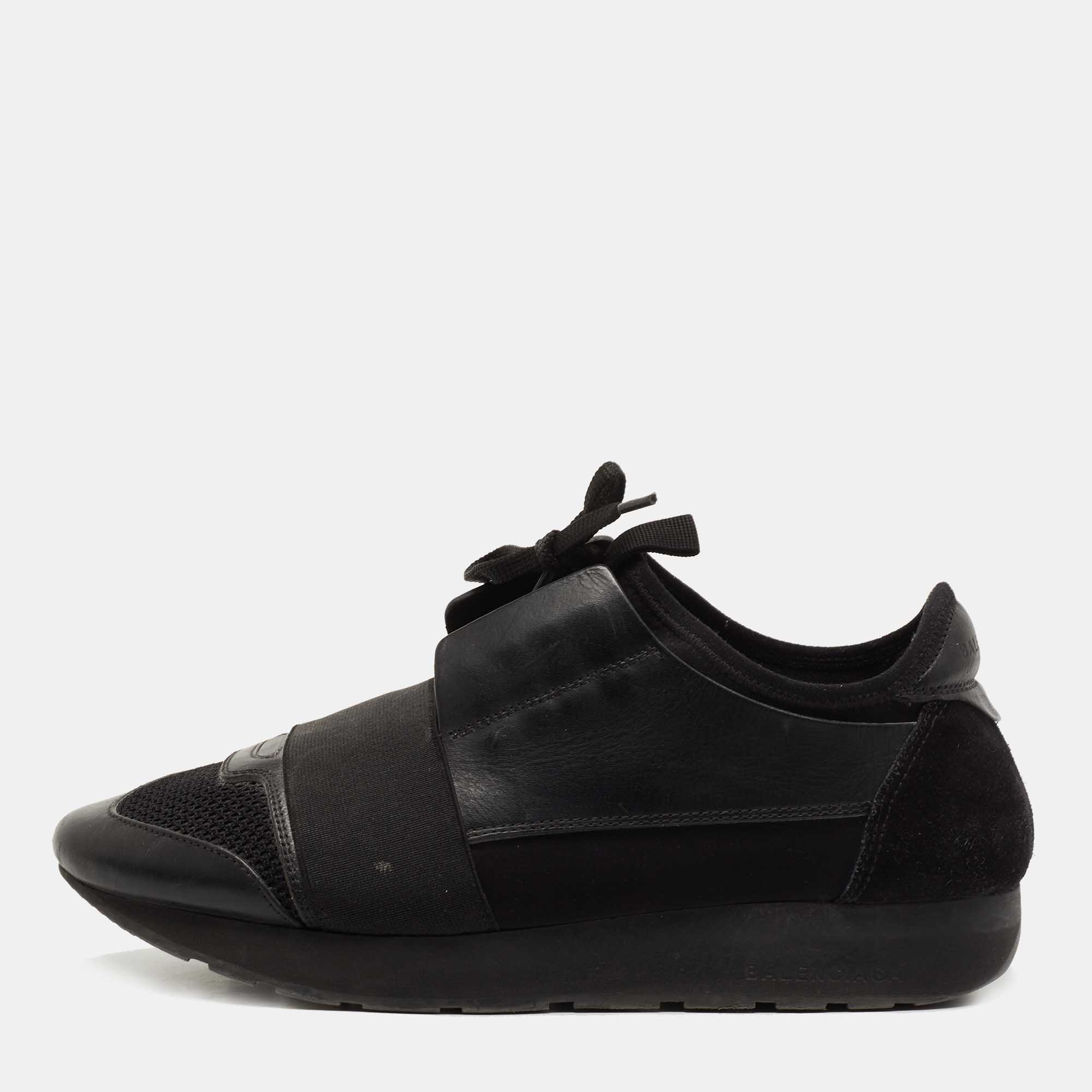 

Balenciaga Black Leather and Fabric Race Runner Sneakers Size