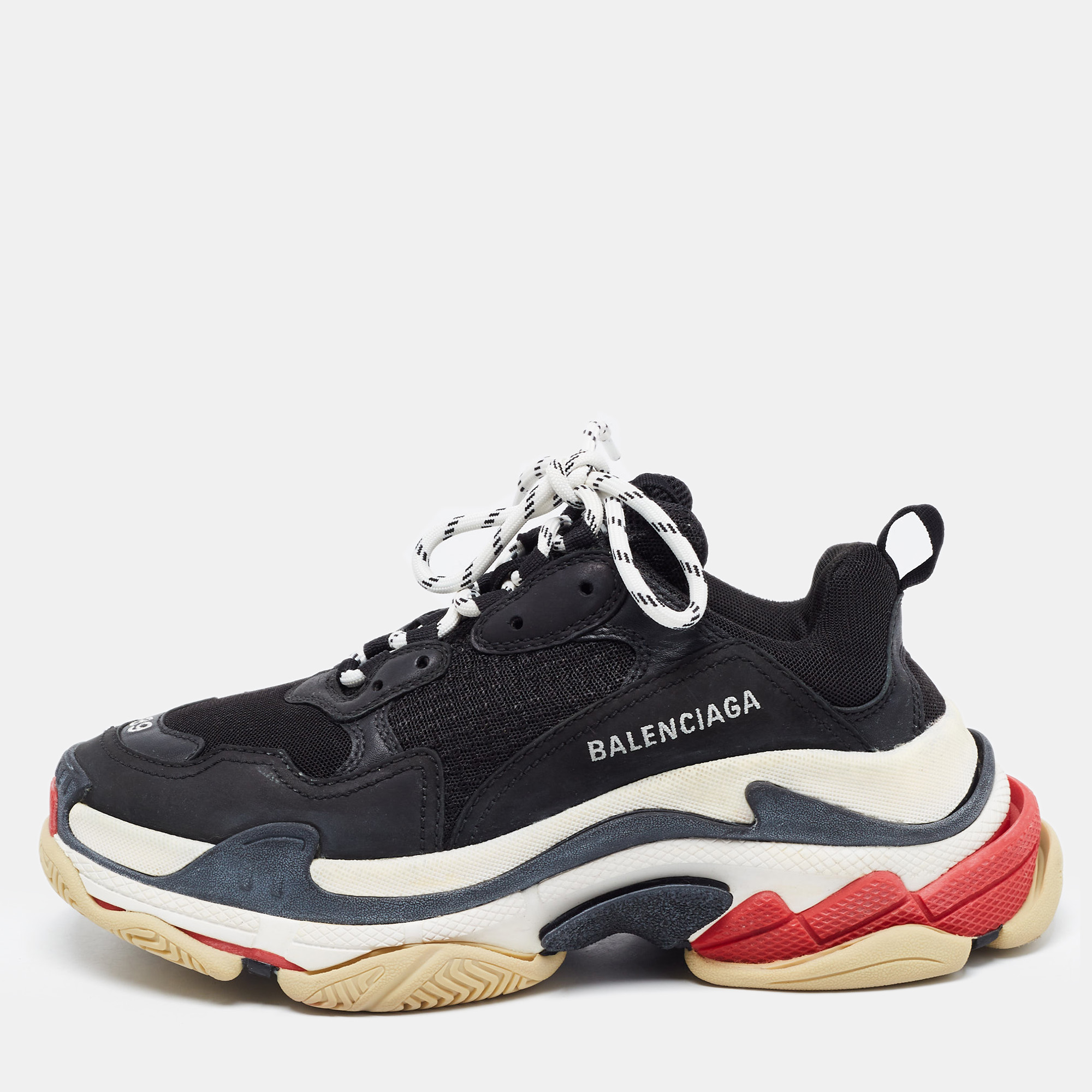 Pre-owned Balenciaga Mesh And Leather Triple S Sneakers 39 | ModeSens