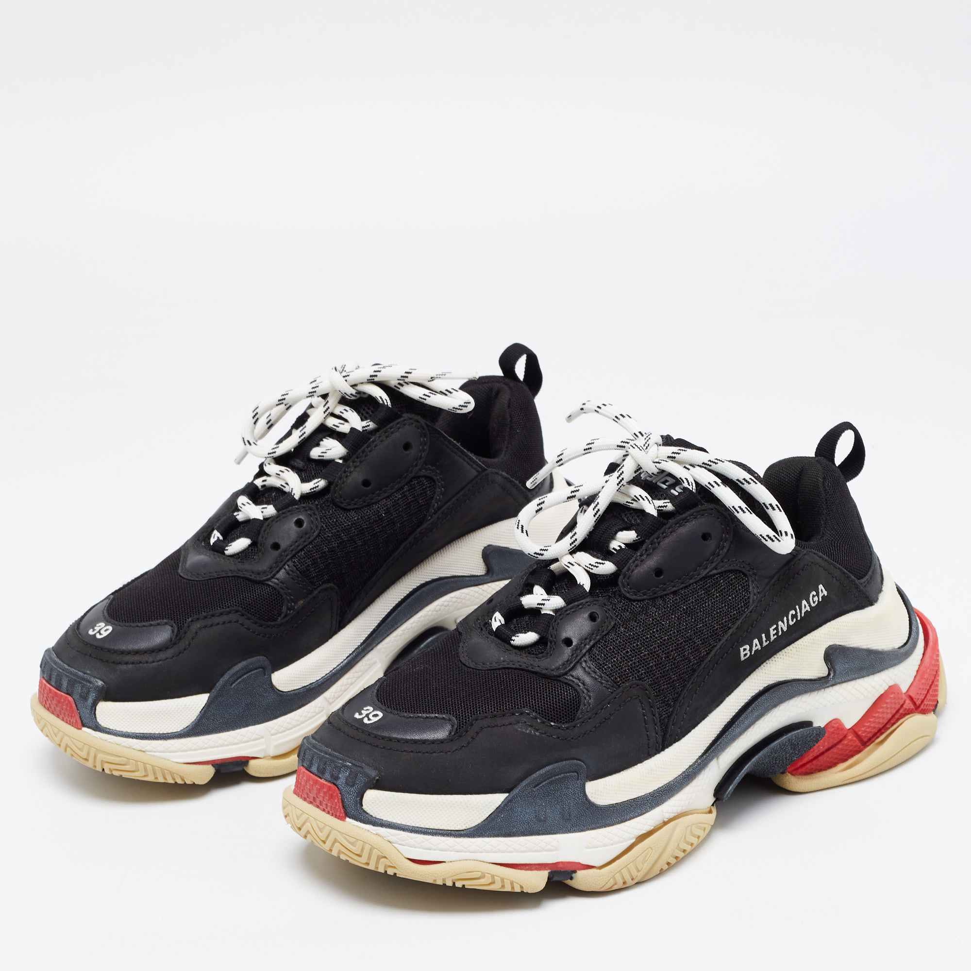 

Balenciaga Black Mesh and Leather Triple S Sneakers Size