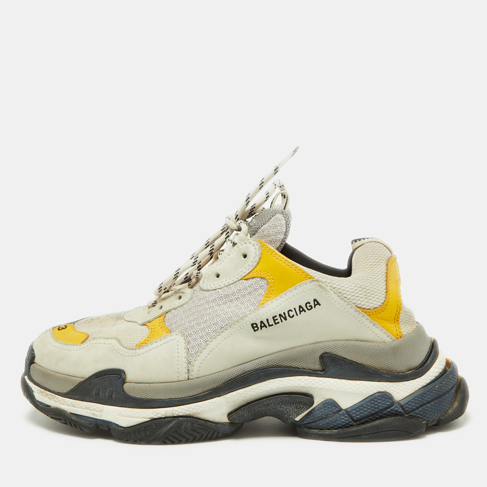 Pre-owned Balenciaga Multicolor Leather And Mesh Triple S Trainers