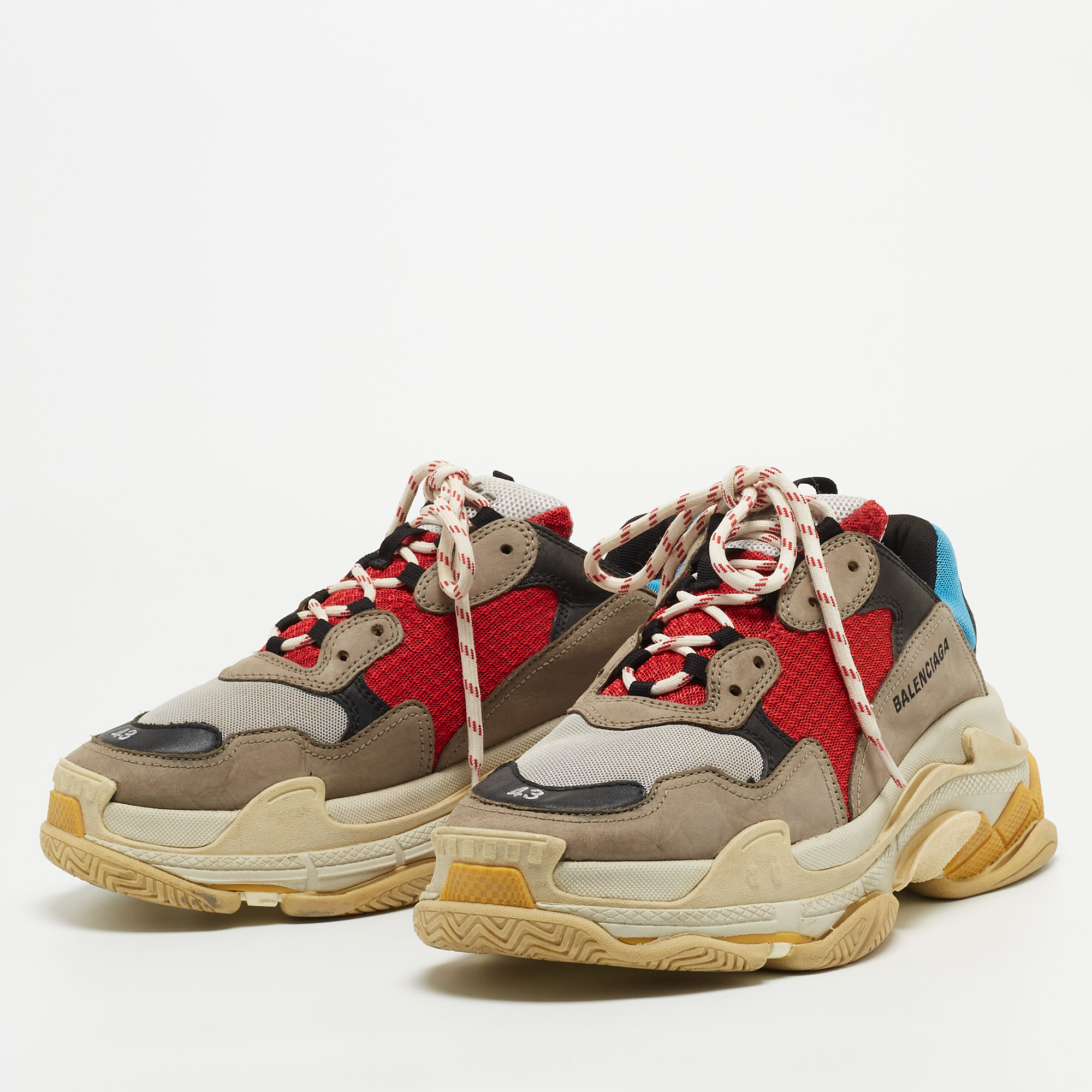 

Balenciaga Multicolor Leather And Mesh Triple S Platform Sneakers Size