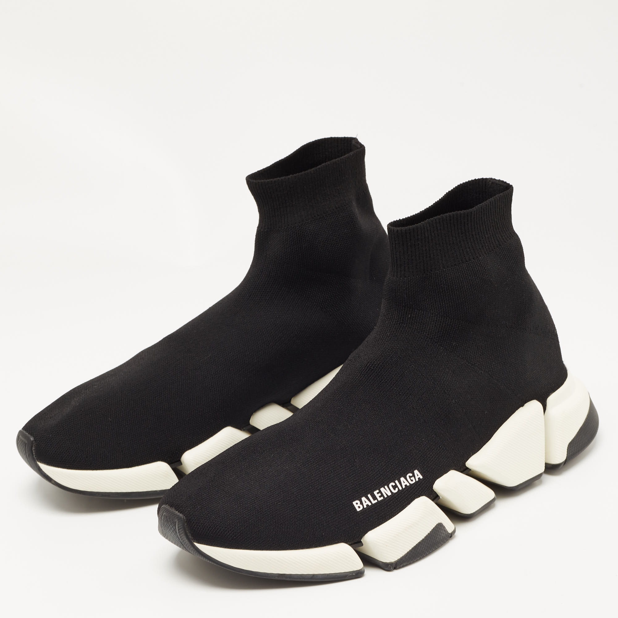 

Balenciaga Black Knit Fabric Speed High Top Sneakers Size