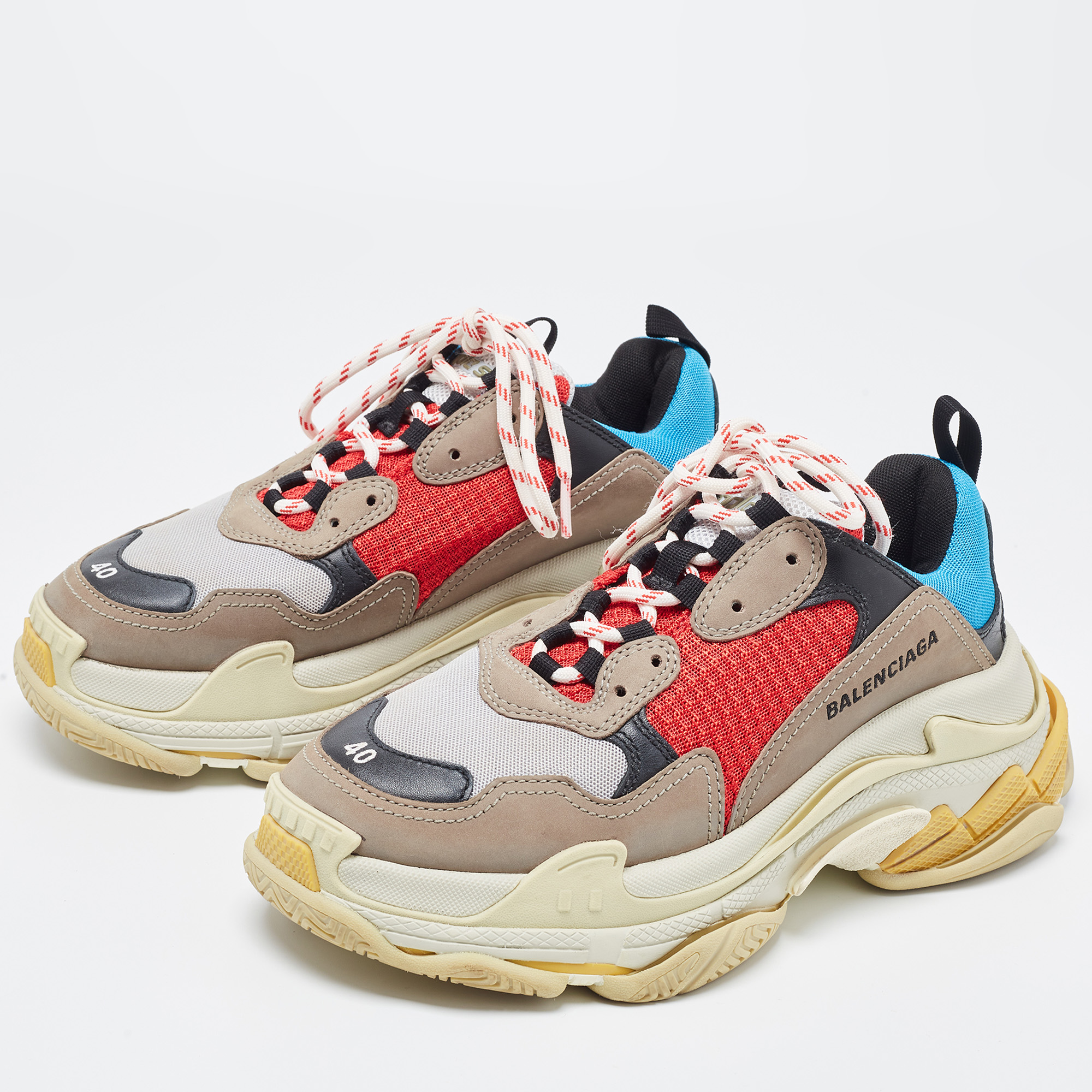 

Balenciaga Multicolor Mesh and Leather Triple S Sneakers Size