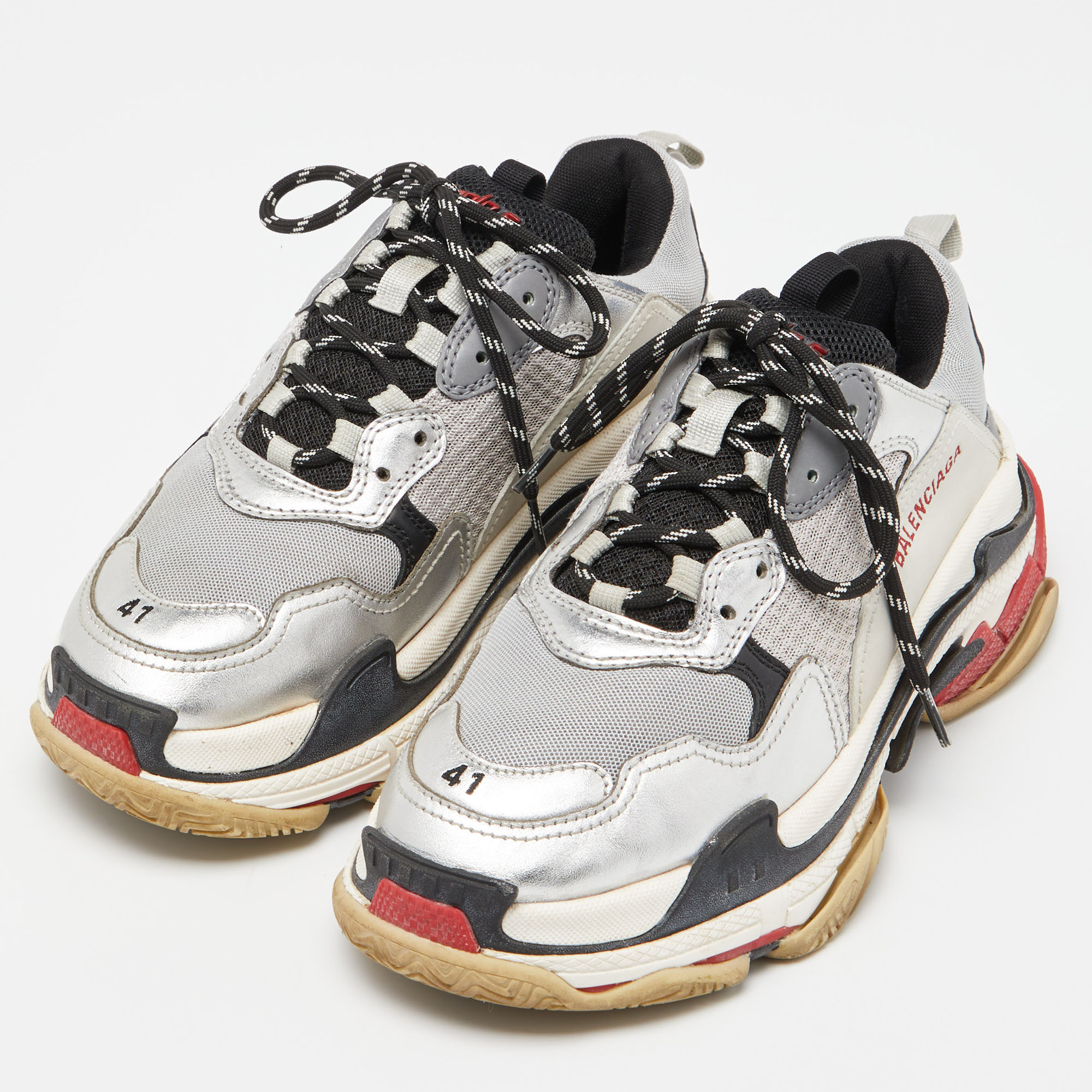 

Balenciaga Multicolor Leather and Mesh Triple S Clear Sole Sneakers Size