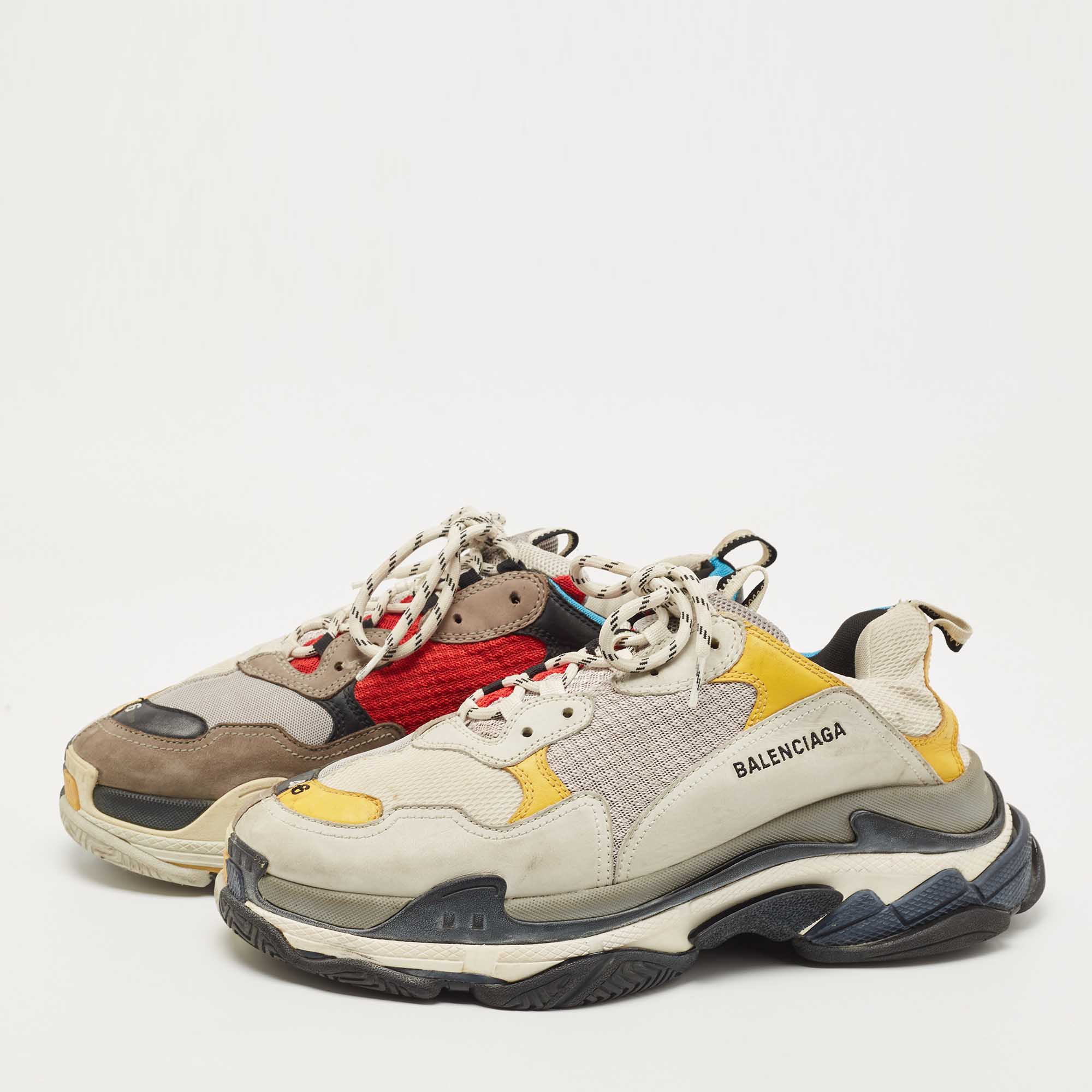 

Balenciaga Multicolor Mesh and Nubuck Leather Triple S Low Top Sneakers Size