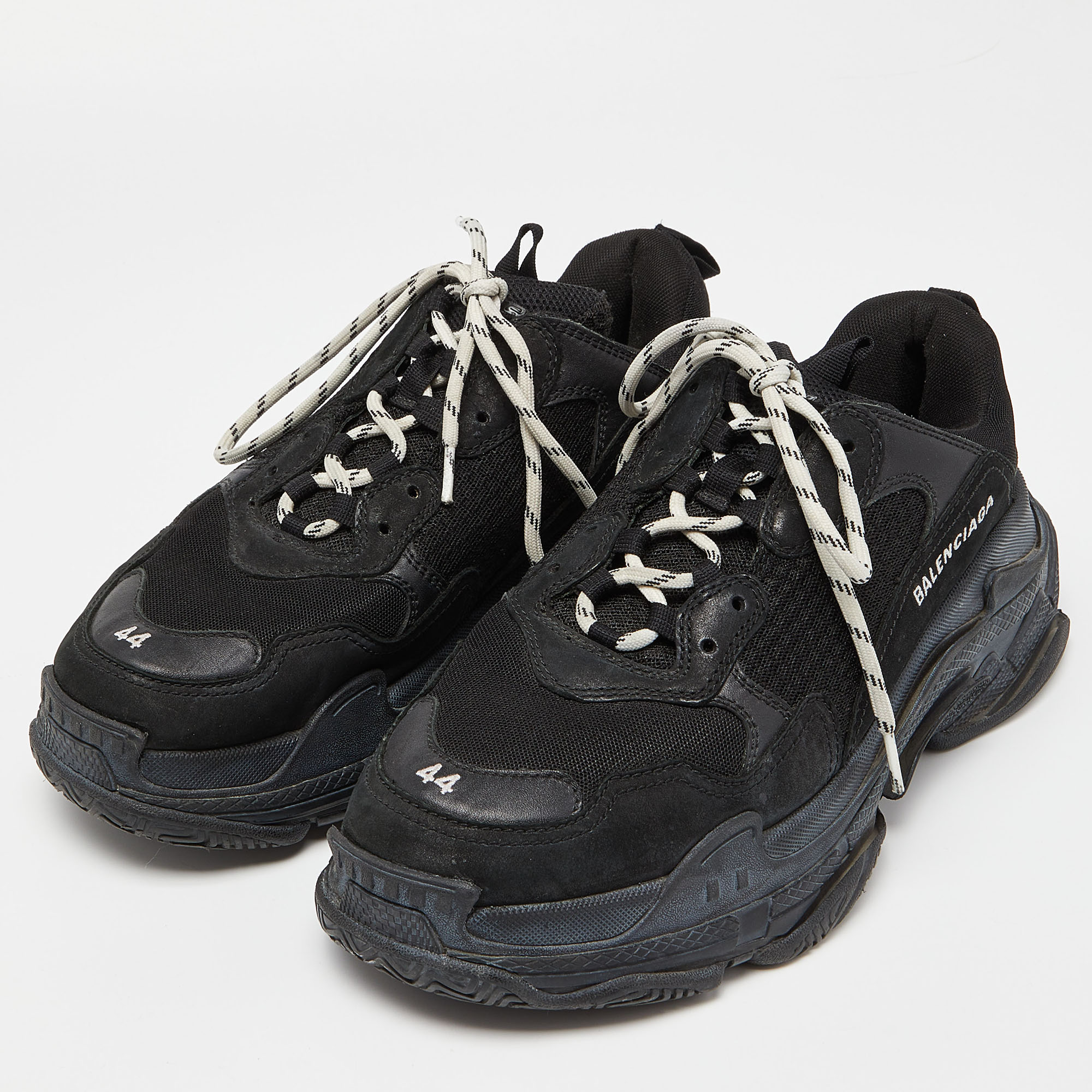 

Balenciaga Black Leather and Mesh Triple S Sneakers Size