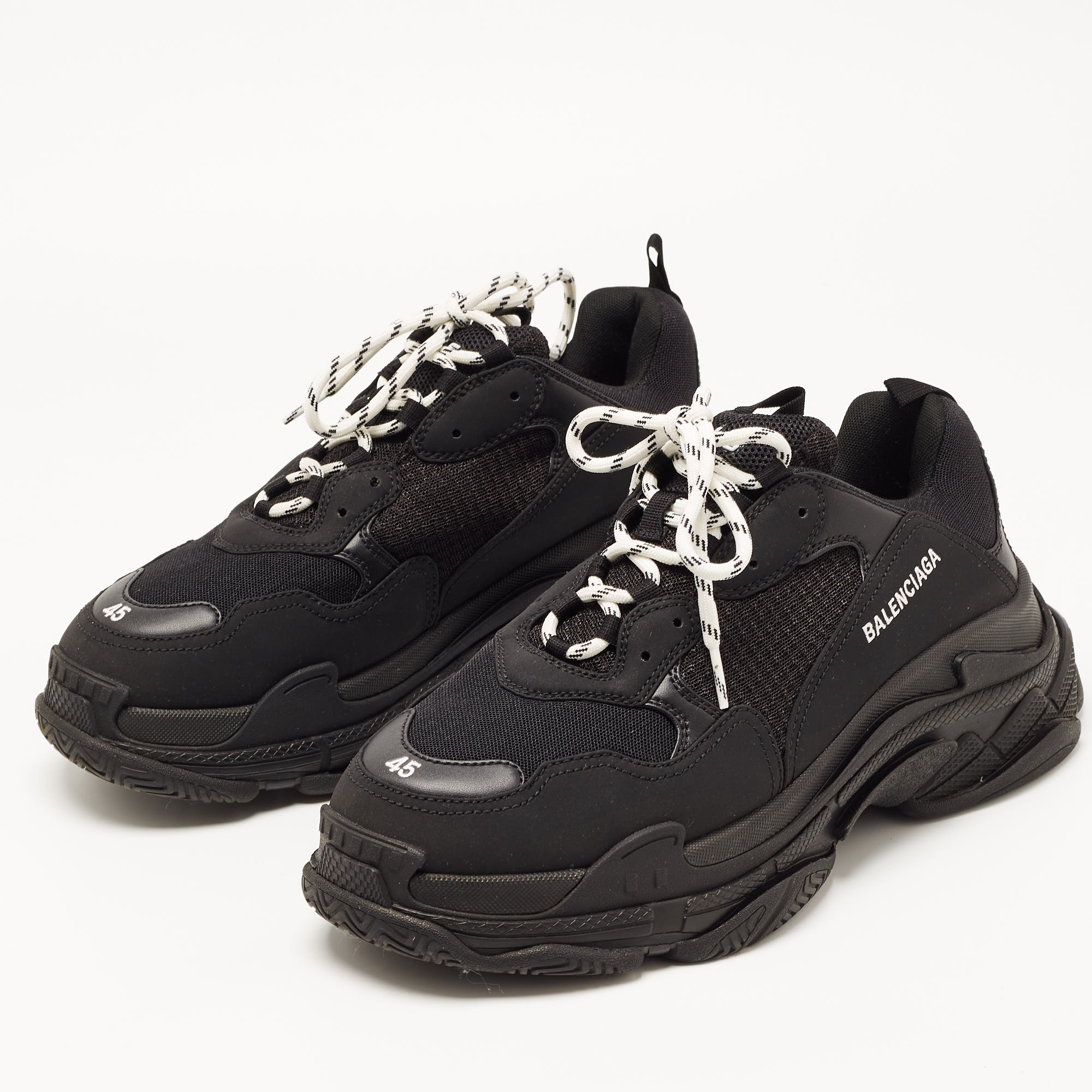 

Balenciaga Black Leather and Mesh Triple S Sneakers Size