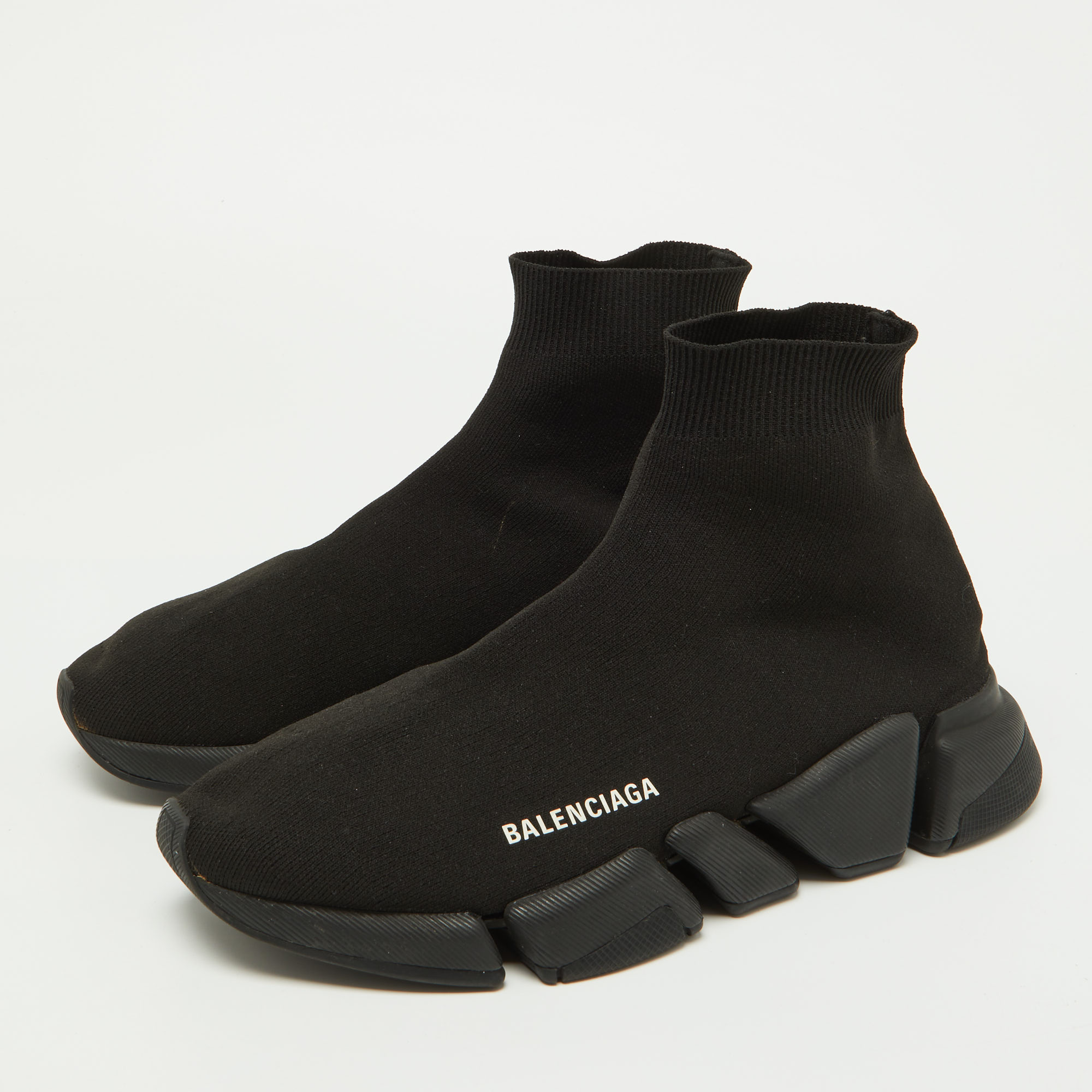

Balenciaga Black Knit Fabric Speed Trainer High Top Sneakers Size