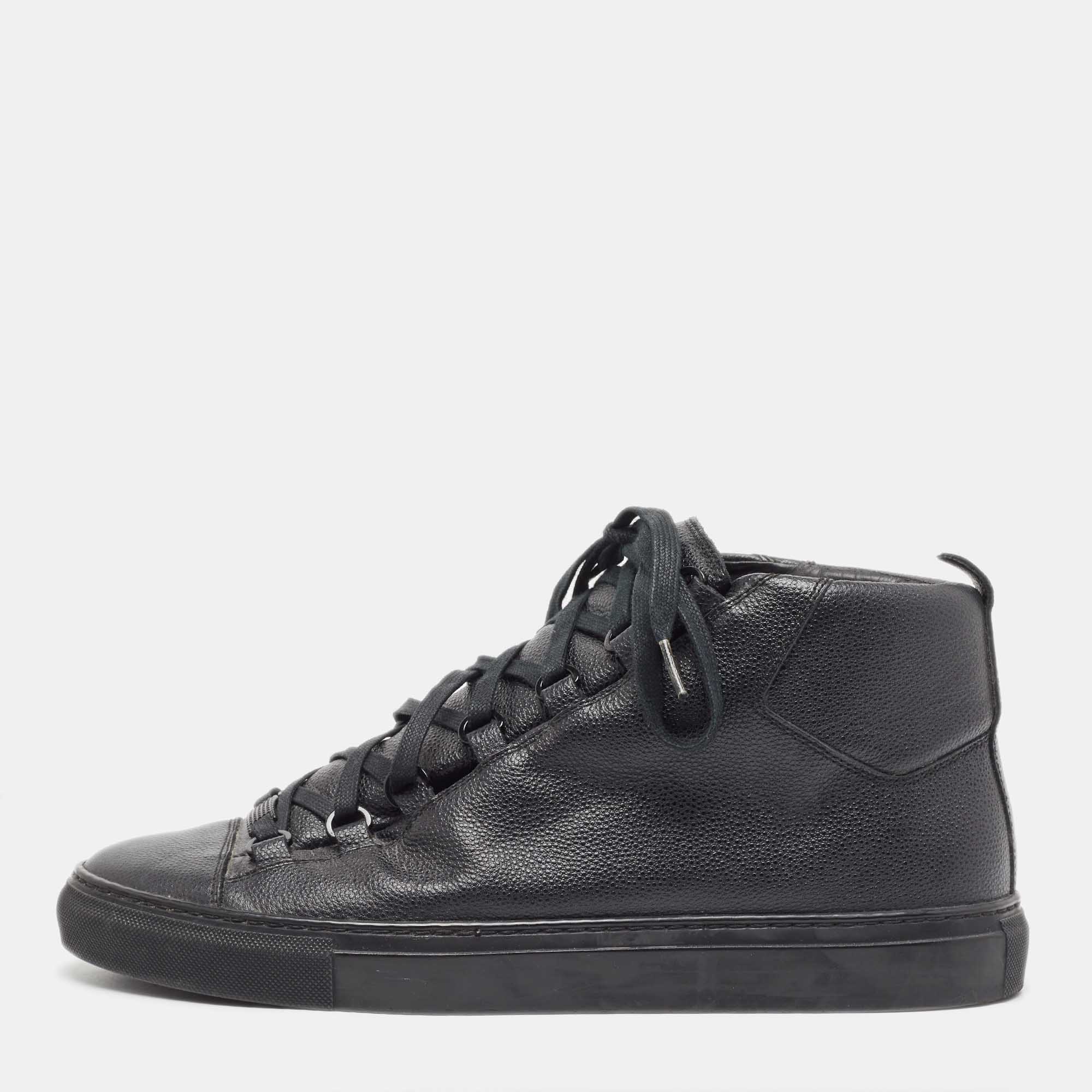 

Balenciaga Black Leather Arena High Top Sneakers Size