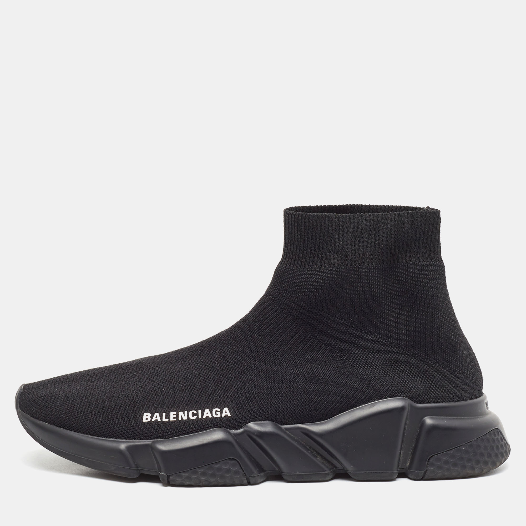 Pre-owned Balenciaga Black Knit Fabric Speed Trainer Trainers Size 41
