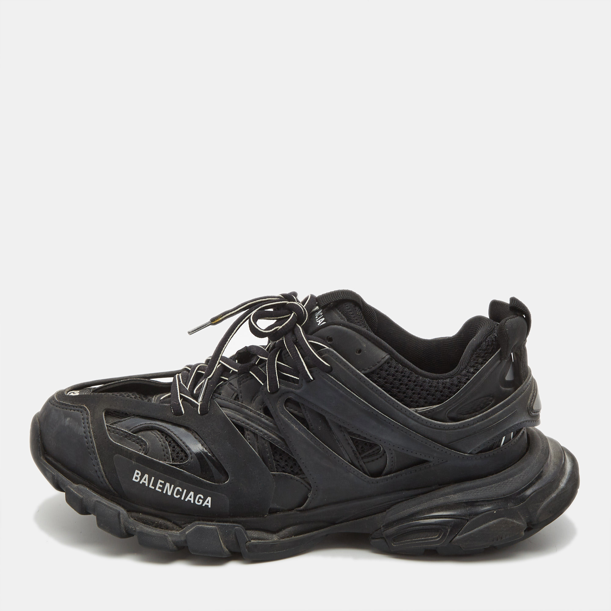 

Balenciaga Black Mesh and Faux Leather Track Sneakers Size