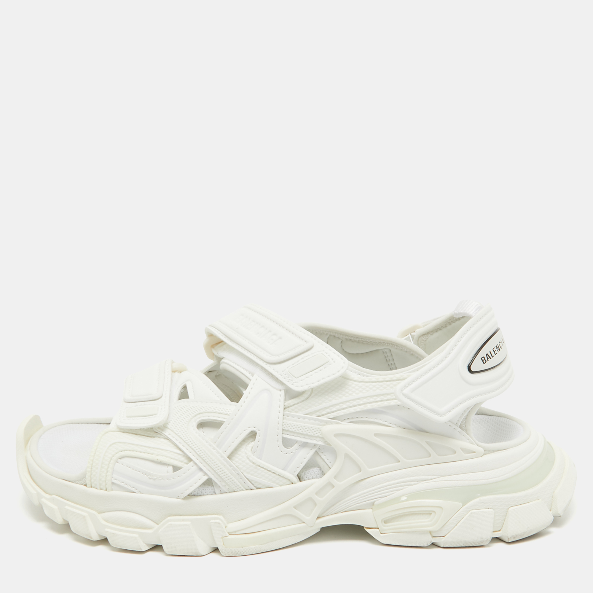 

Balenciaga White Rubber and Faux Leather Track Sandals Size