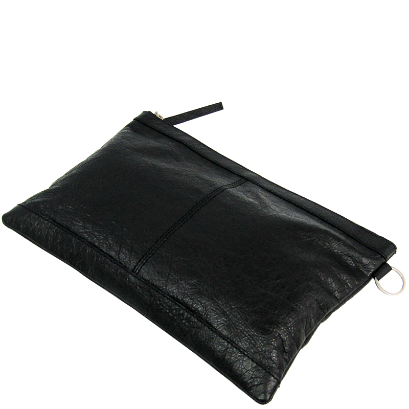 

Balenciaga Black Leather Clip  Clutch Bag