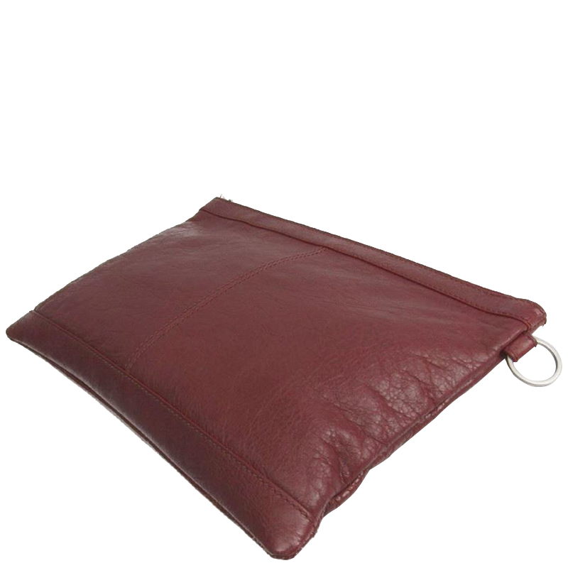 

Balenciaga Brown Leather Clip  Clutch Bag