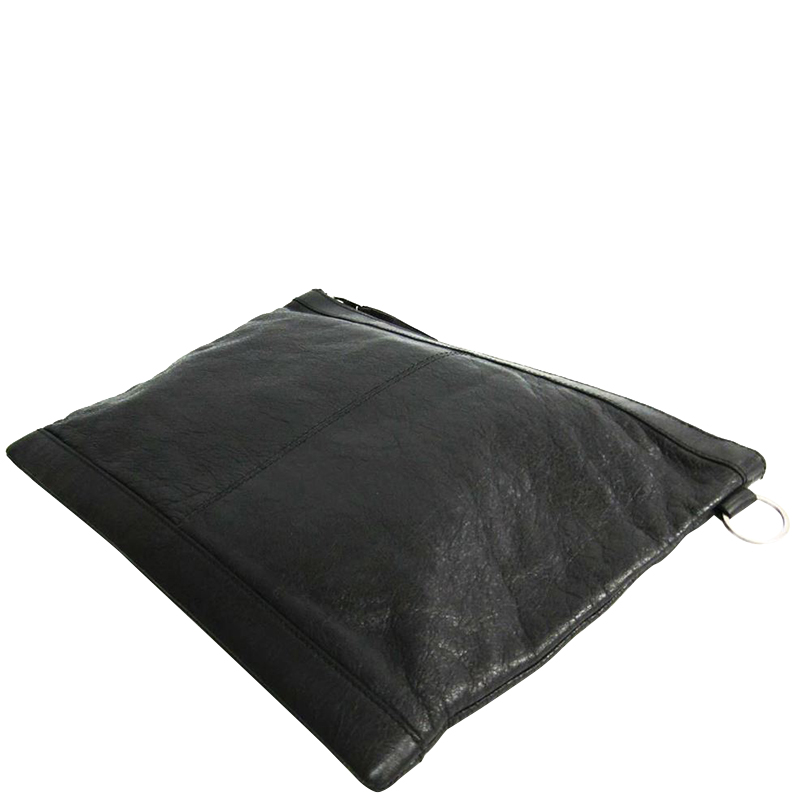 

Balenciaga Grey Leather Clip  Clutch Bag, Black