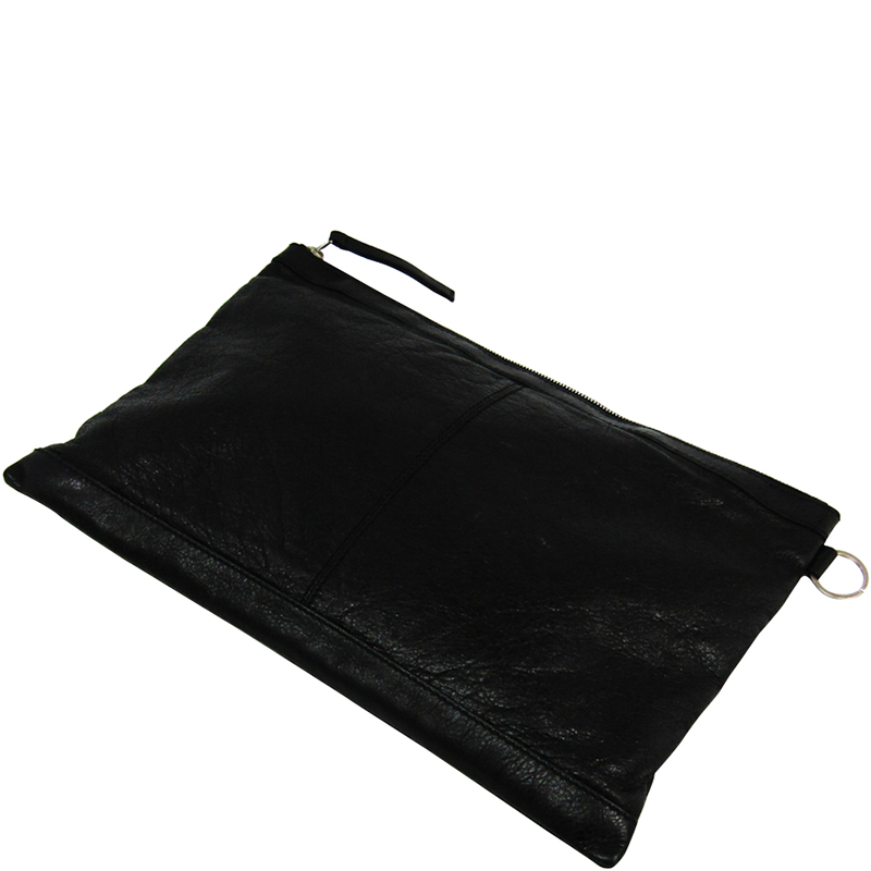 

Balenciaga Black Leather Clip  Clutch