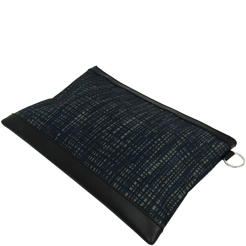 

Balenciaga Black/Blue Nylon and Leather Classic Clip  Clutch