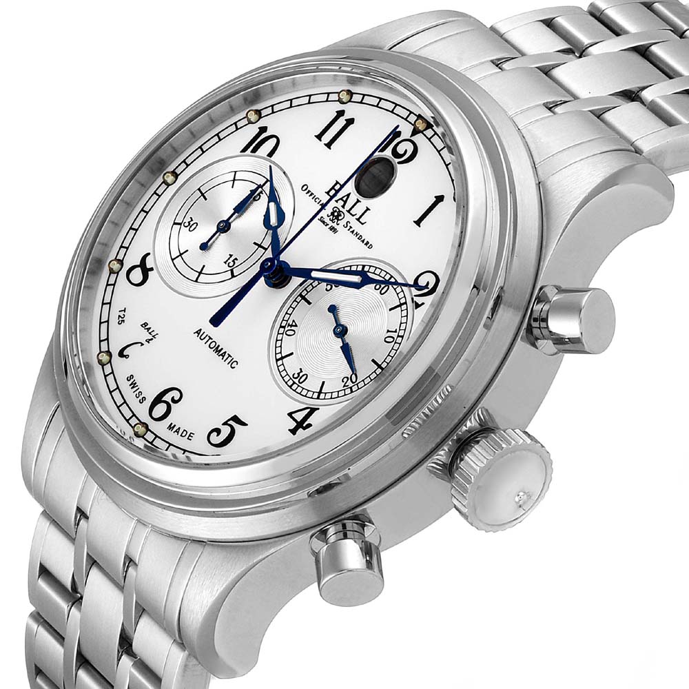 

Ball Silver Stainless Steel Trainmaster Cannonball Chronograph CM1052D Men's Wristwatch