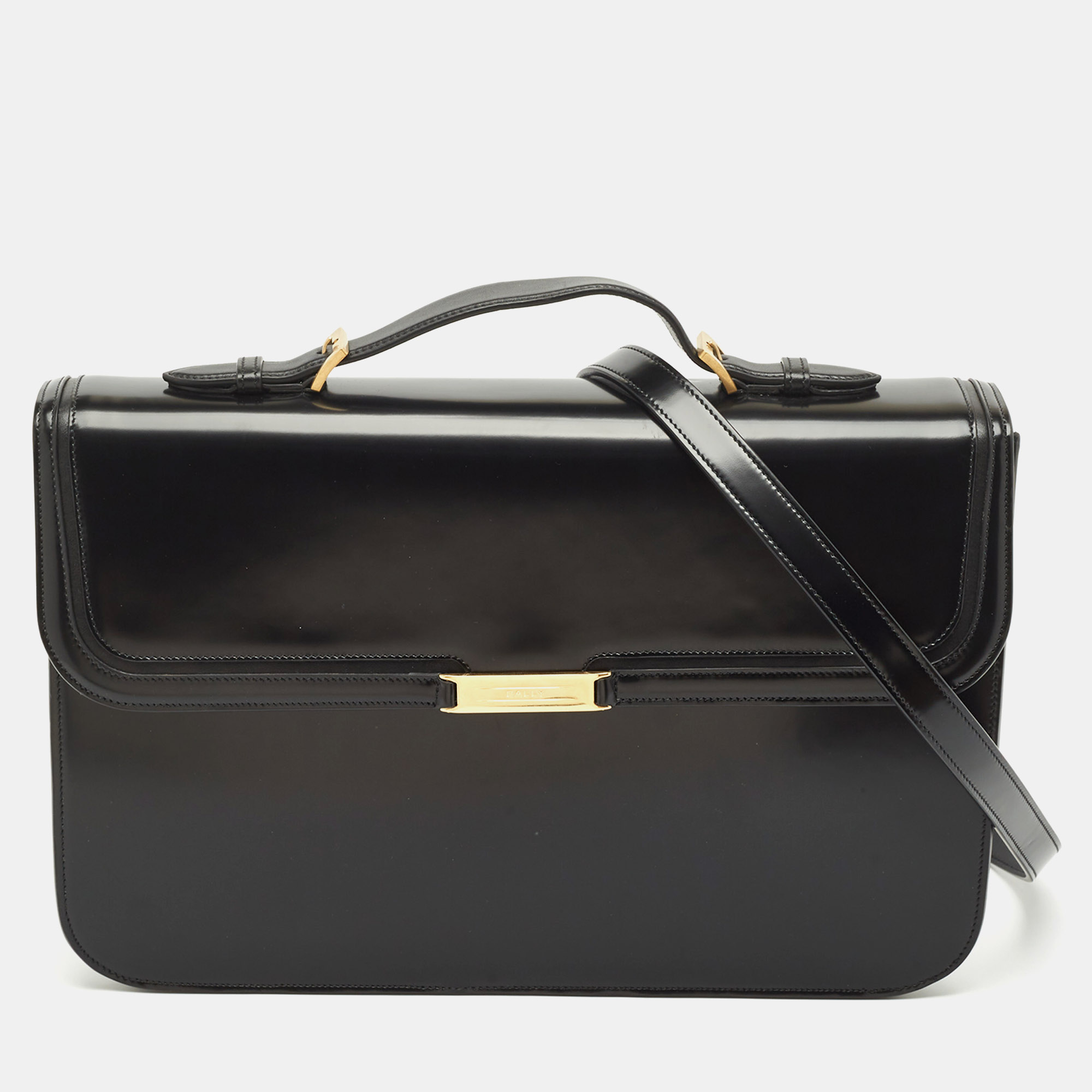 

Bally Black Brushed Leather Deco' Briefcase