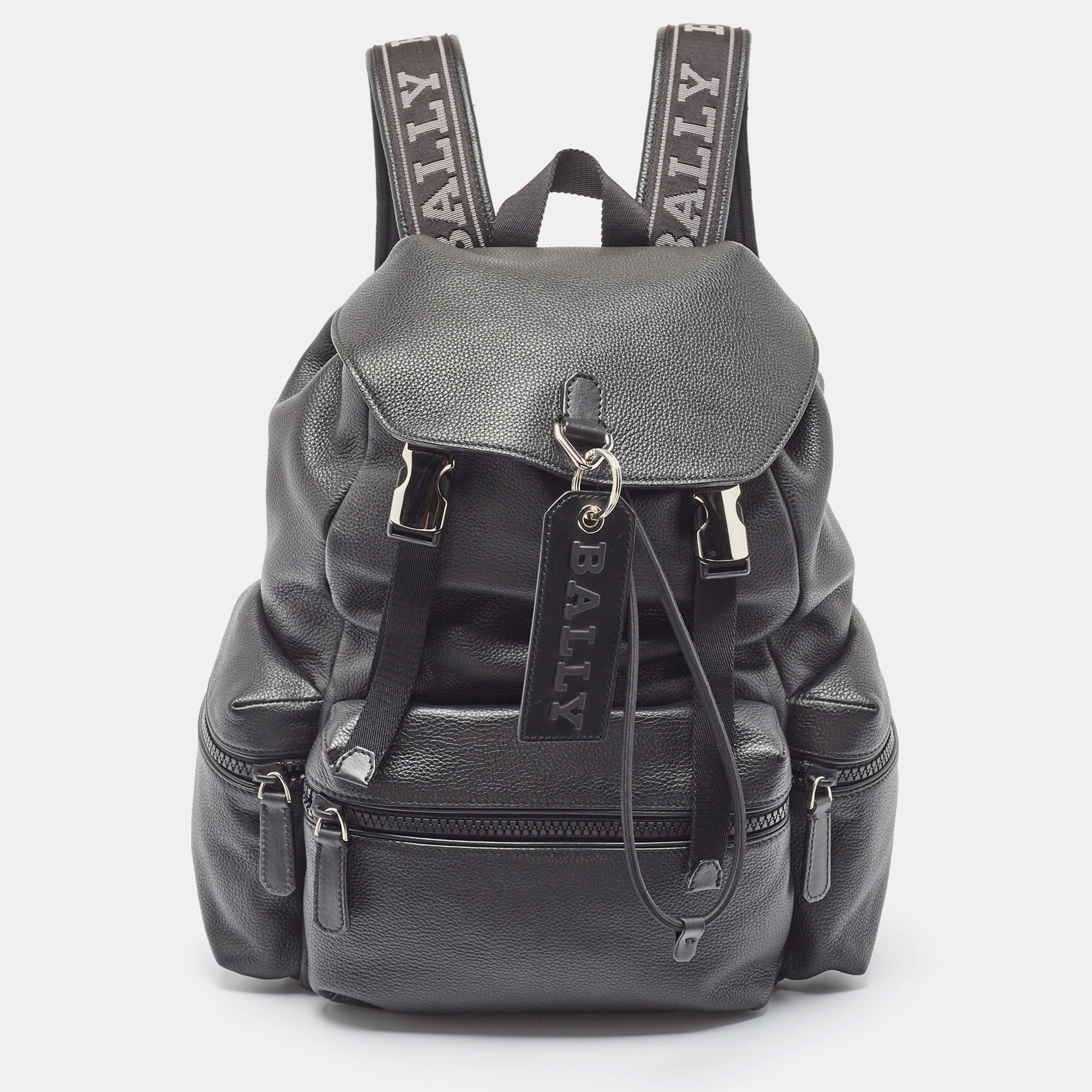 

Bally Black Leather  Crew Backpack