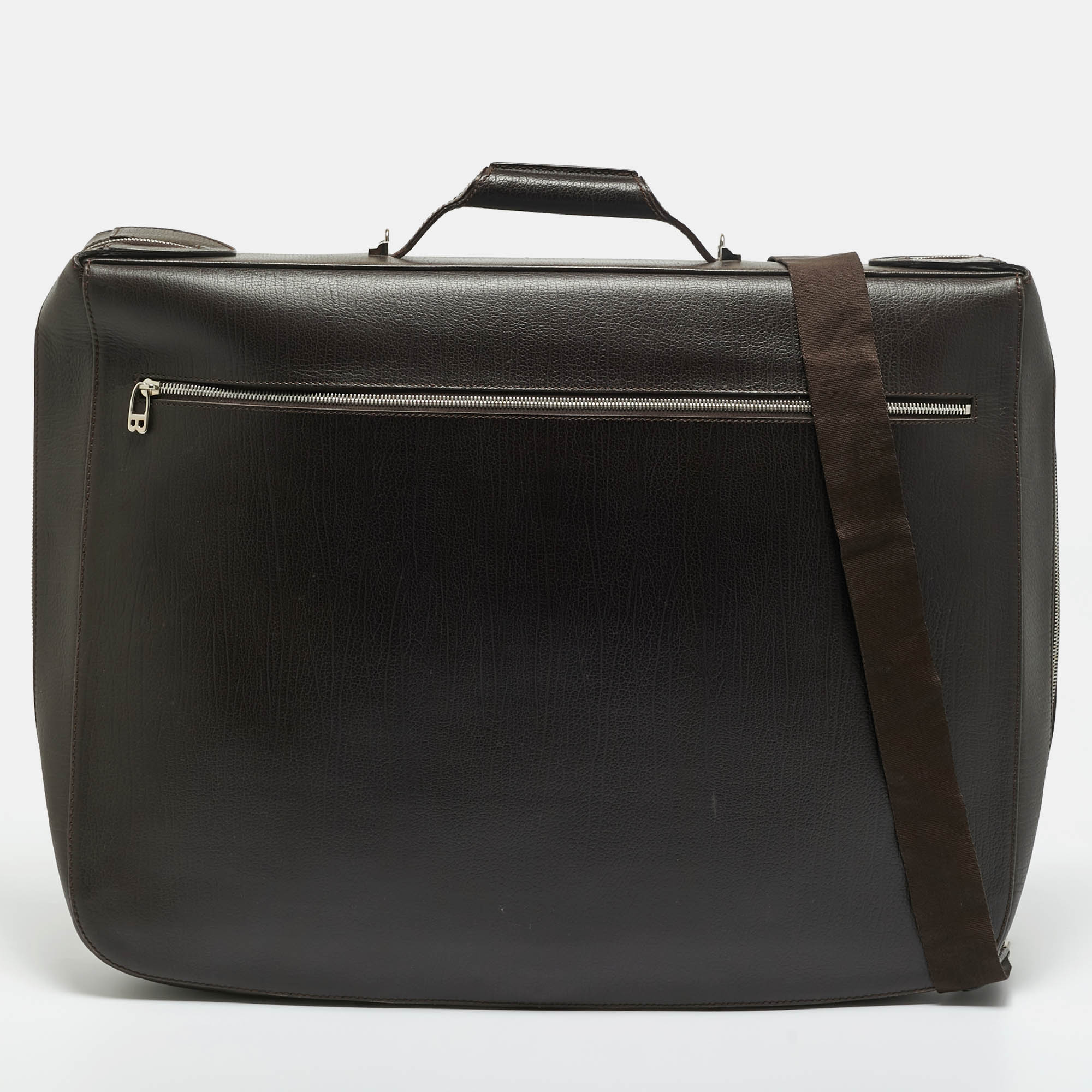 

Bally Cacao Leather Travel Garment Bag, Brown