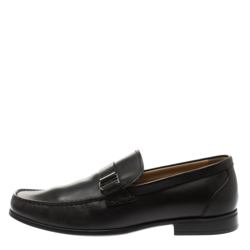 

Bally Black Leather Suver Loafers Size