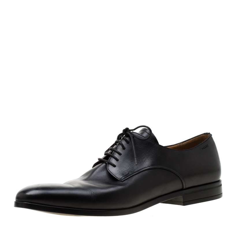 Pre Owned Bally Black Leather Derby Oxfords Lace Up Size 44