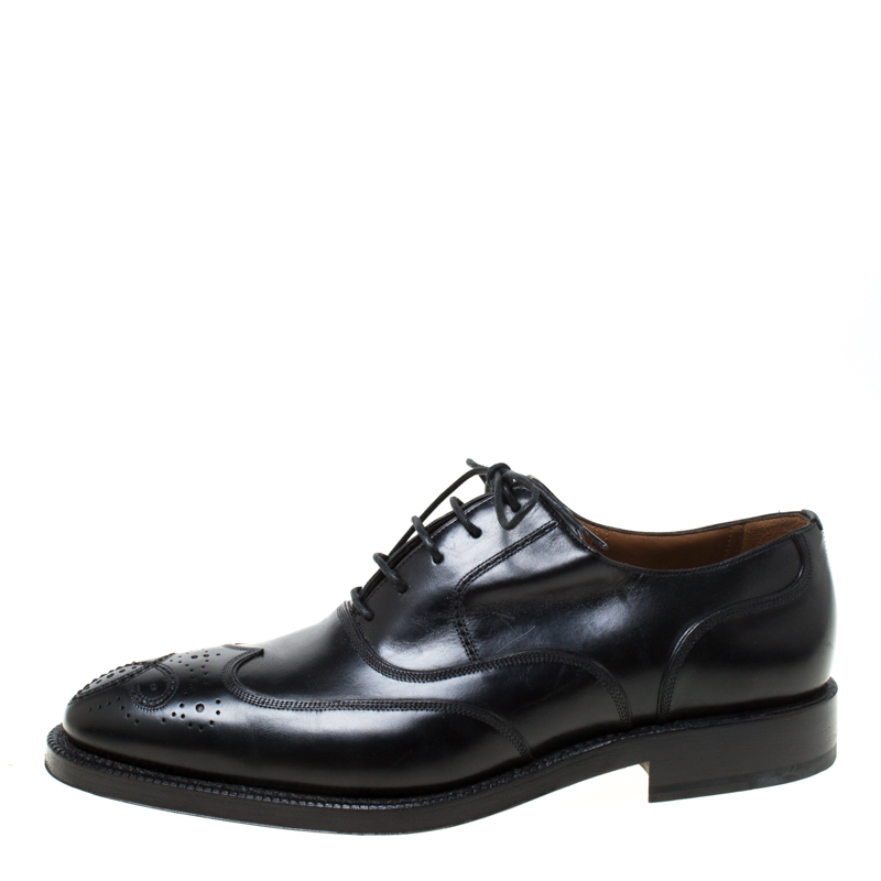 

Bally Black Leather Wingtip Lace Up Oxfords Size