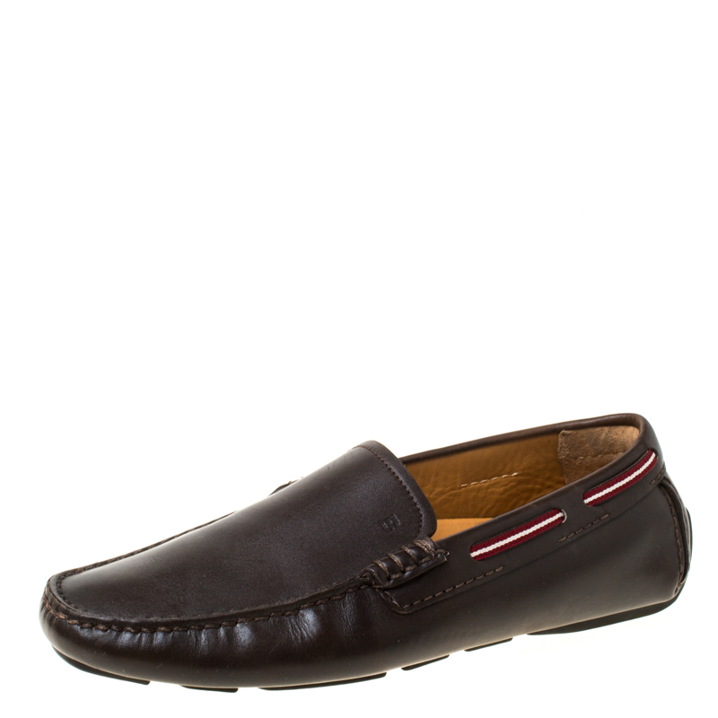 Bally Brown Leather Wakos Slip On Loafers Size 41