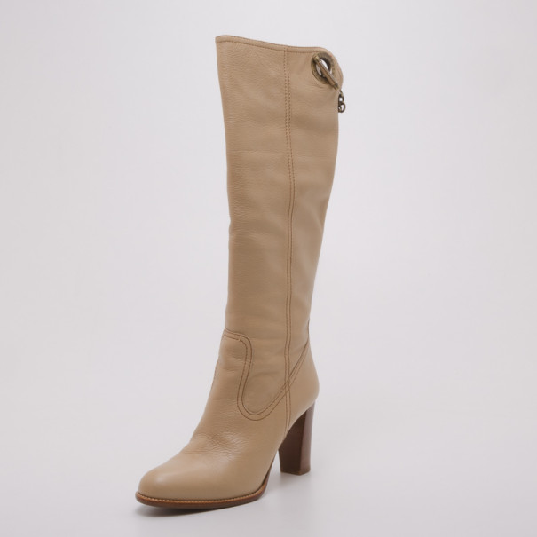 Bally Beige Leather Western Boots Size 36