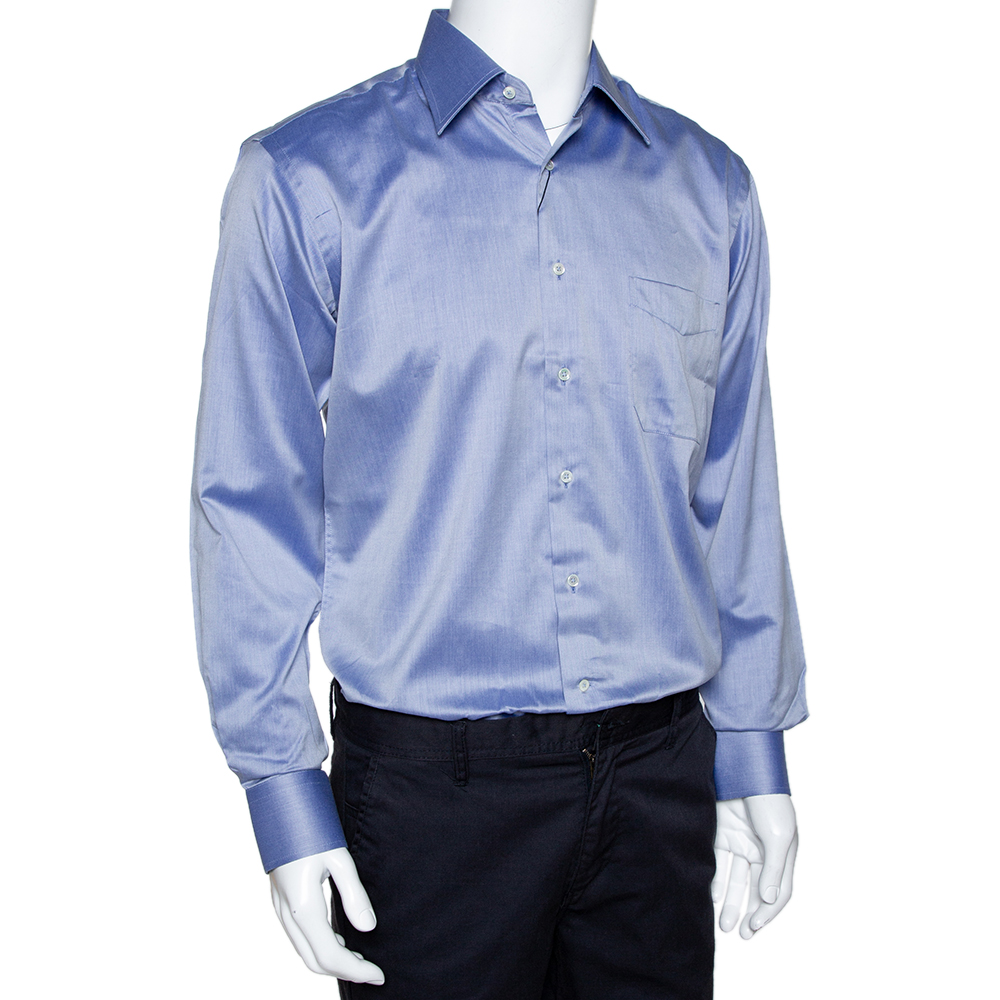 

Balmain Lilac Cotton Button Front Long Sleeve Shirt, Purple