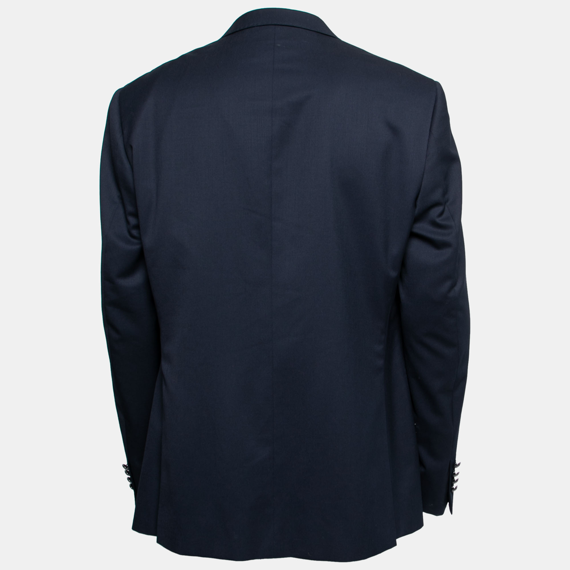 

Balmain Navy Blue Wool Slim Fit Single Breasted Blazer