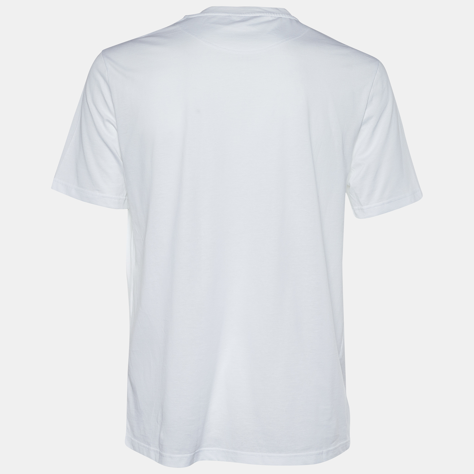 

Balmain White Logo Embroidered Cotton Crew Neck T-Shirt