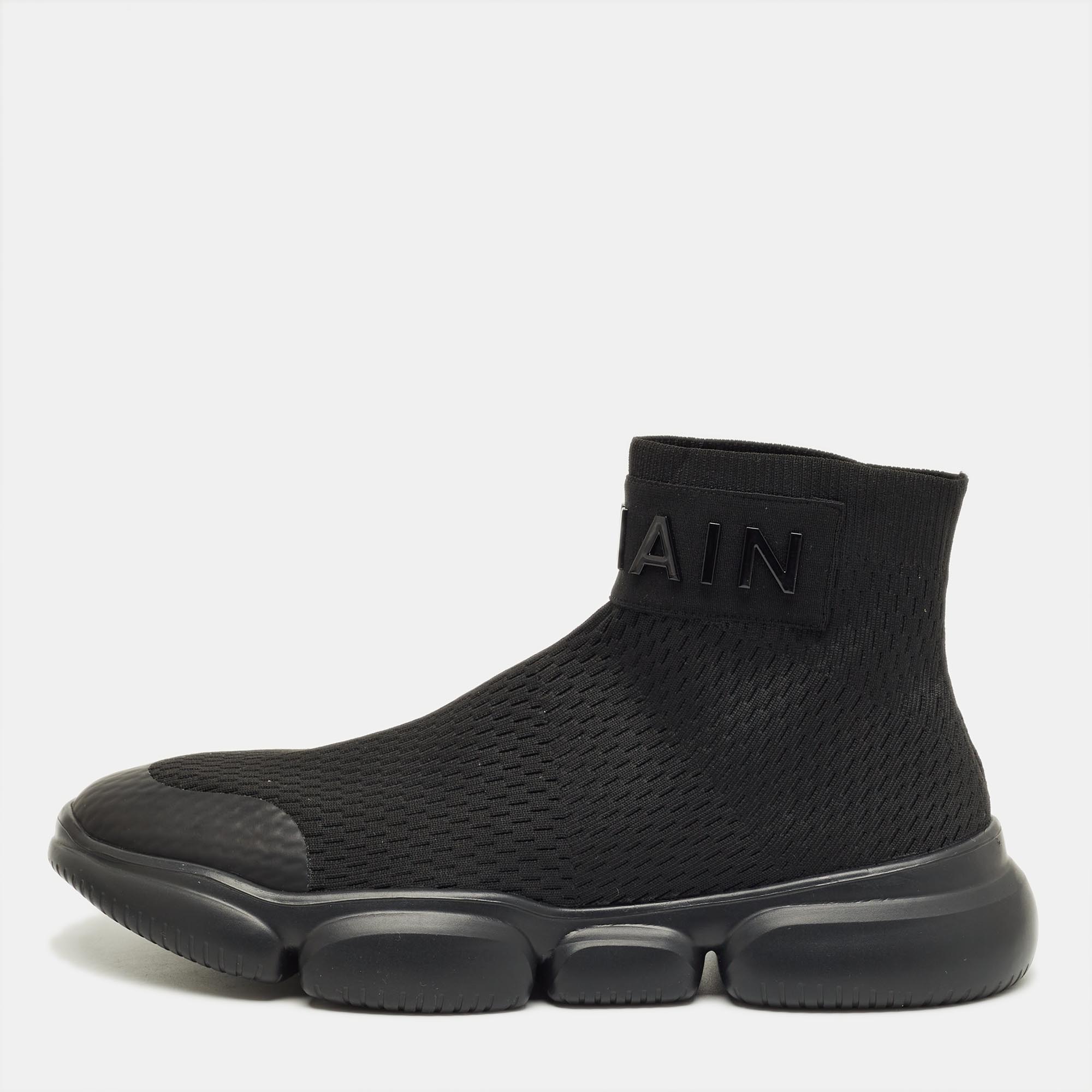 

Balmain Black Stretch Knit Sock High Slip On Sneakers Size