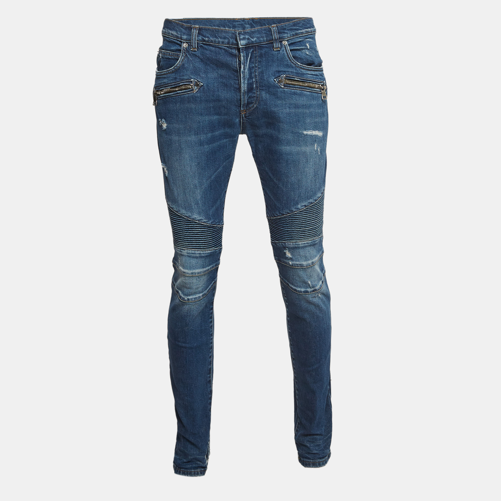 

Balmain Blue Washed & Distressed Denim Jeans L Waist 36"