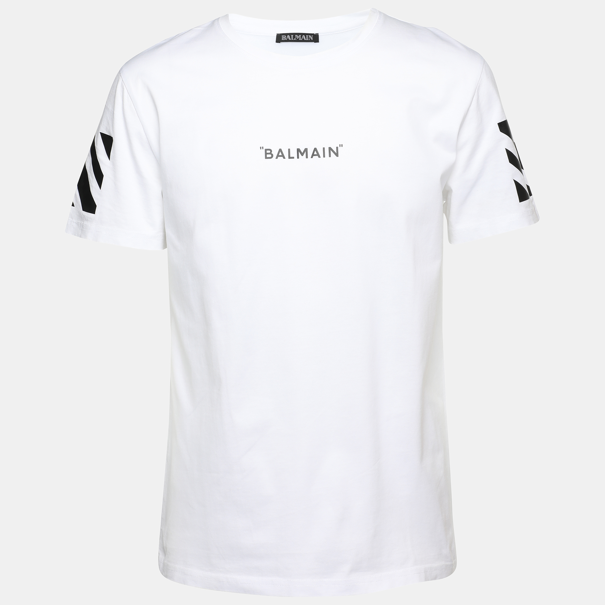 

Balmain White Cotton Logo Print T-Shirt