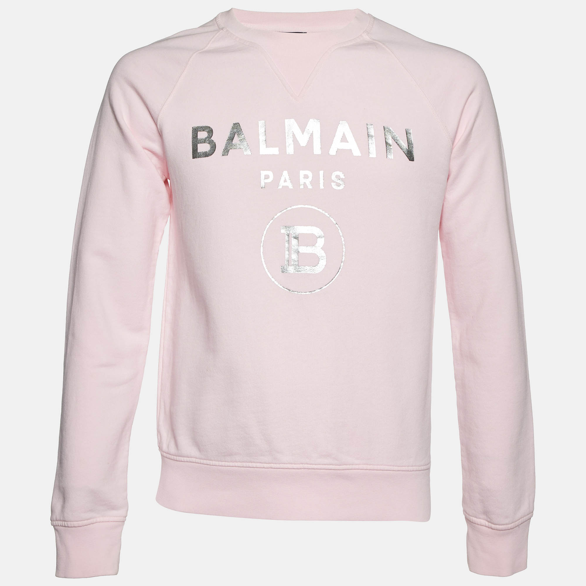 

Balmain Pink Logo Print Cotton Crew Neck Sweatshirt S